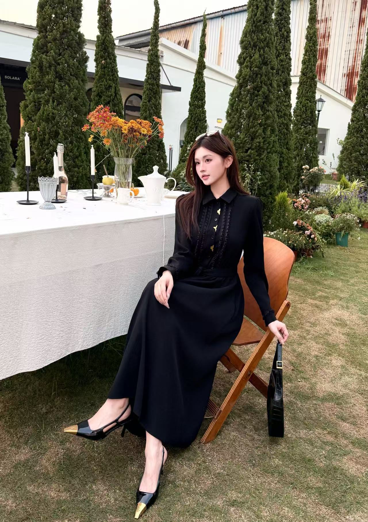 LV四つ葉のクローバー柄の長袖ワンピース【50％割引+送料無料】