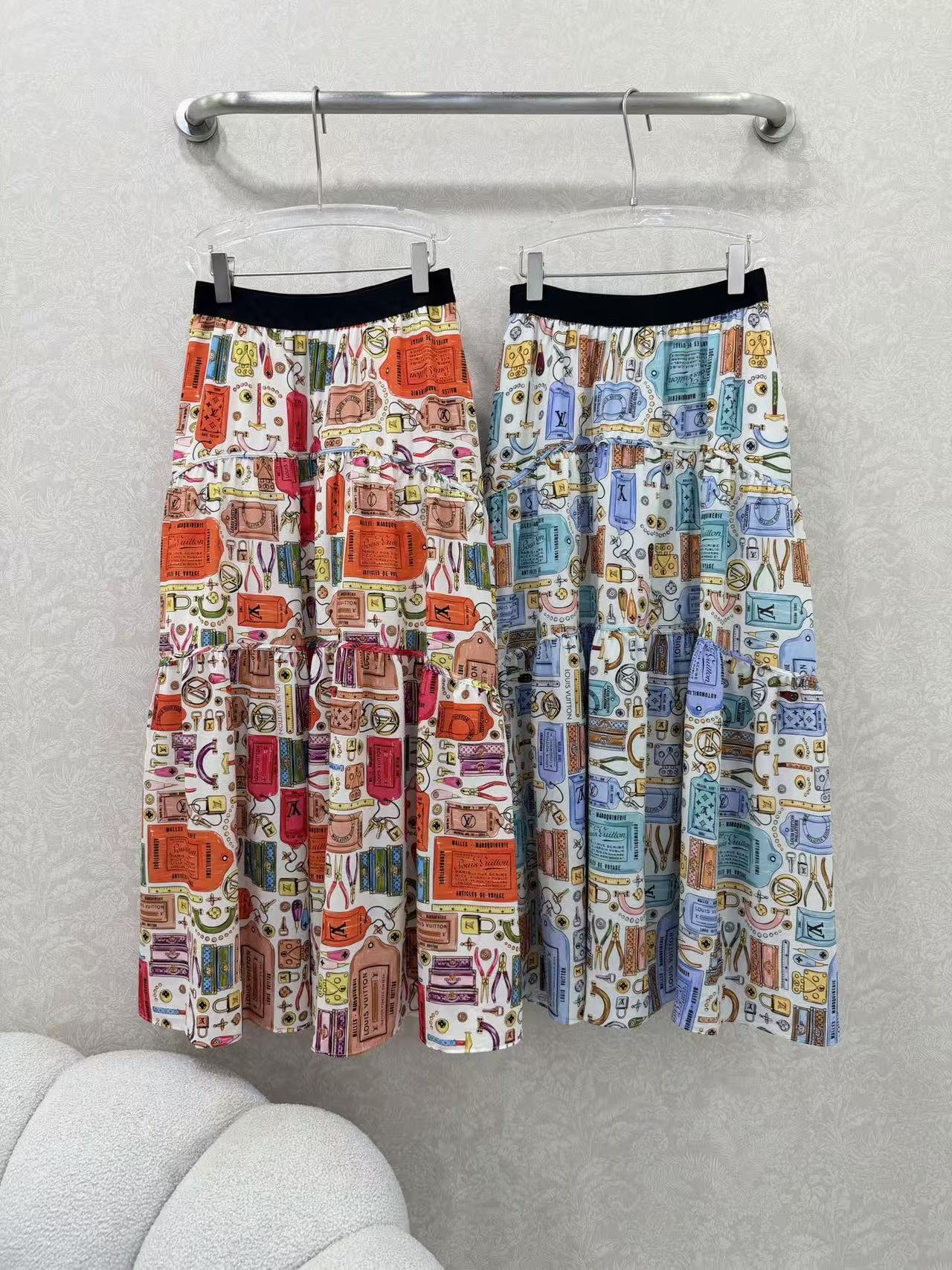 LVプリント伸縮性ミディスカート【50％割引+送料無料】