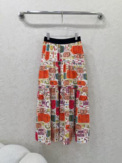 LVプリント伸縮性ミディスカート【50％割引+送料無料】
