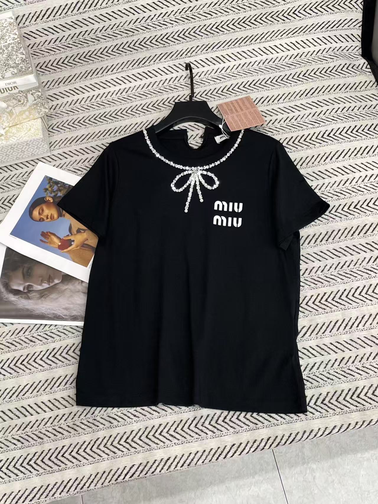 M1UM1U ダイヤモンドボウTシャツ【50％割引+送料無料】