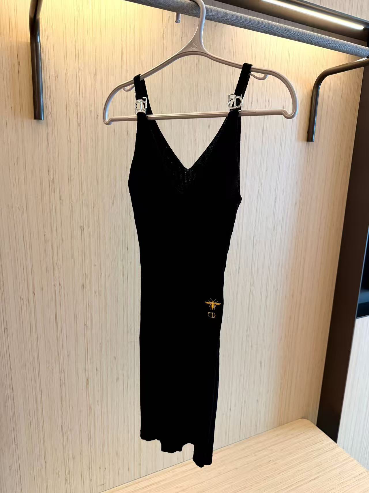 DIOR CD刺繍入りBeeモチーフ ウールストラップドレス【50％割引+送料無料】