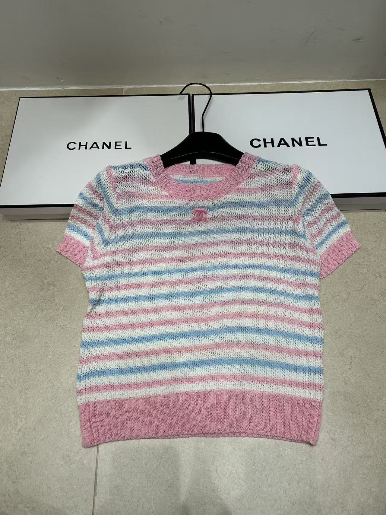 CHANE1 カラーブロック ダブルC ウールセーター【50％割引+送料無料】