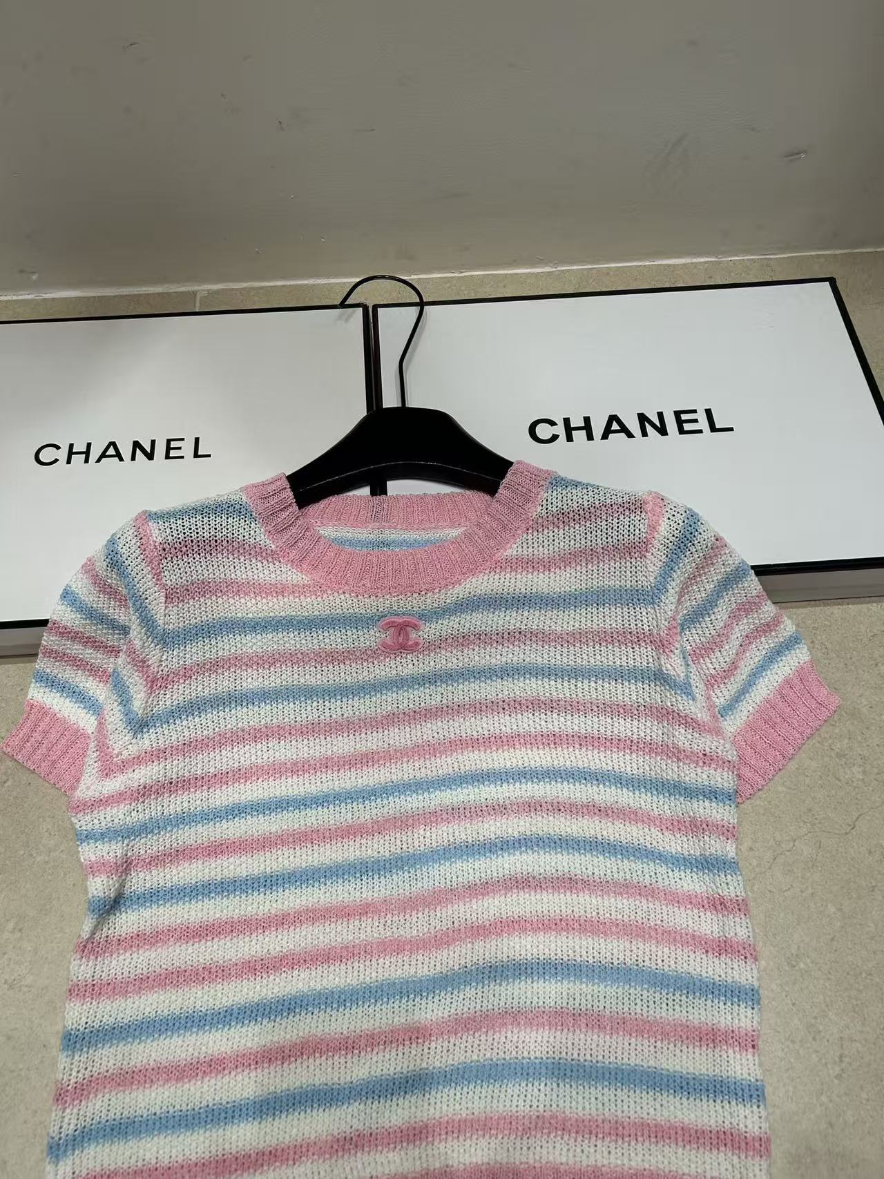 CHANE1 カラーブロック ダブルC ウールセーター【50％割引+送料無料】