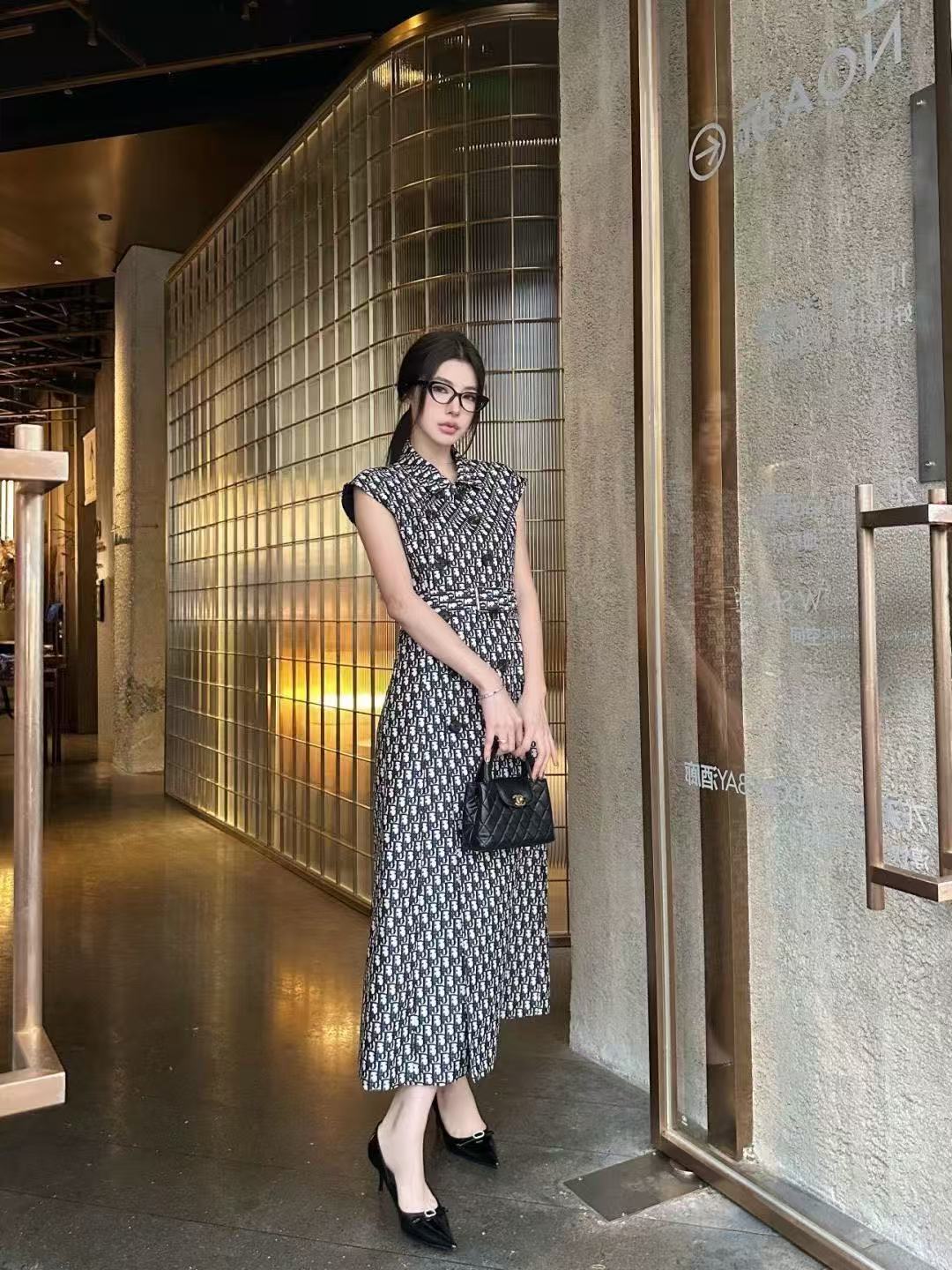 DIOR ダブルブレスト ジャカード ノースリーブドレス【50％割引+送料無料】