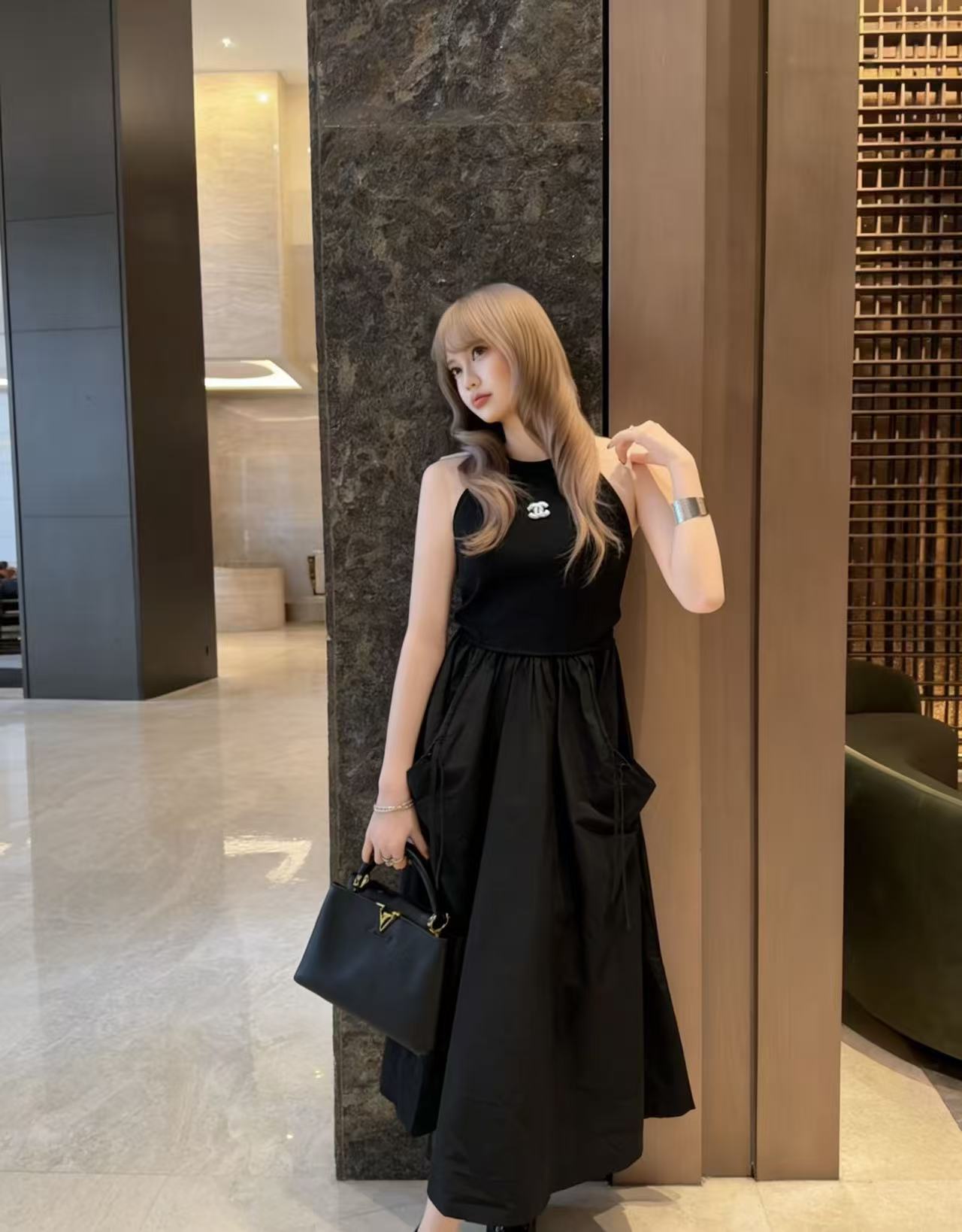 CHANE1 ダブルC ニットスリップドレス【50％割引+送料無料】