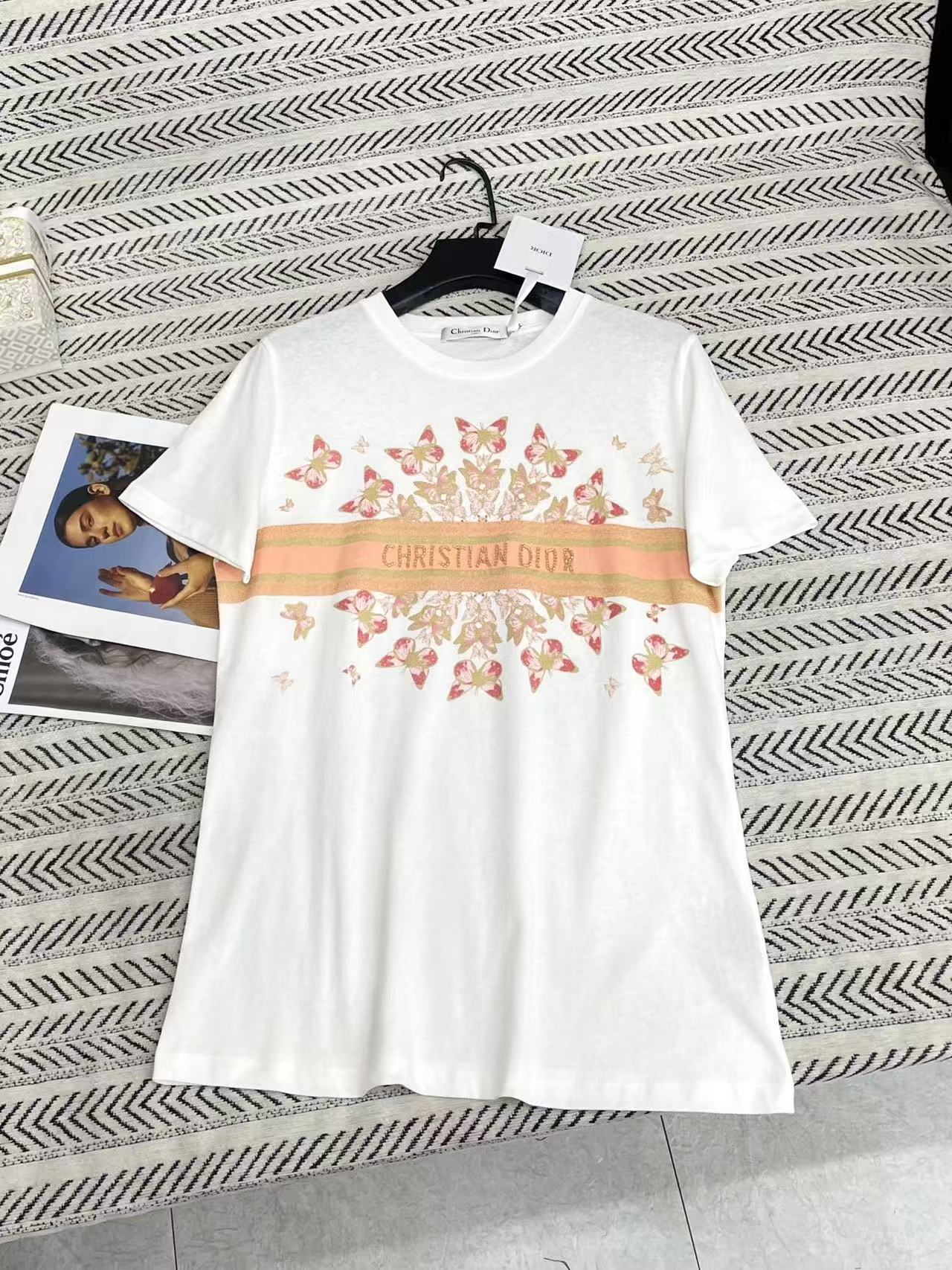 DIOR バタフライ・レタリング Tシャツ【50％割引+送料無料】