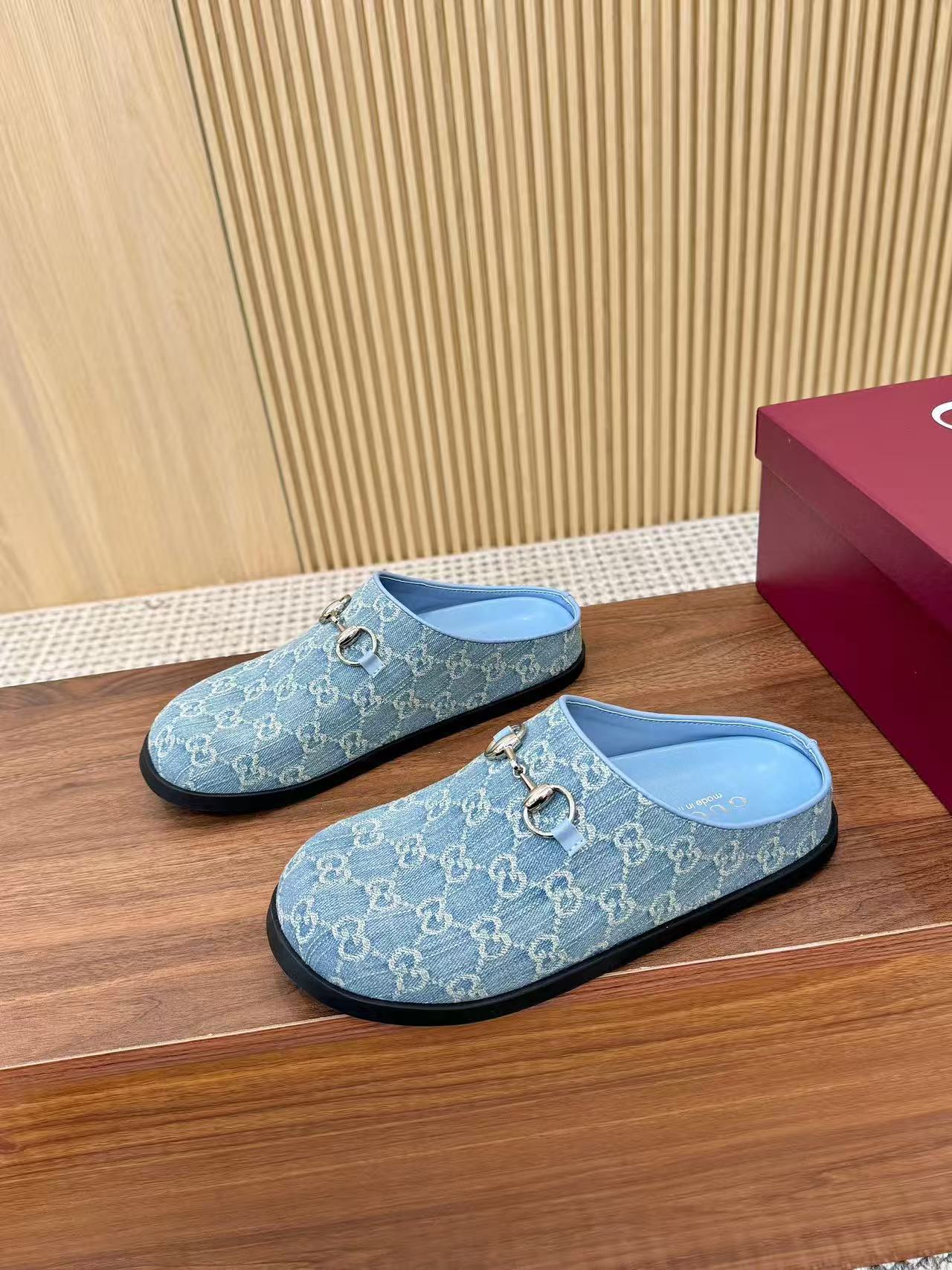 GUCCI 高品質ジャカードデニム・スライド【50％割引+送料無料】