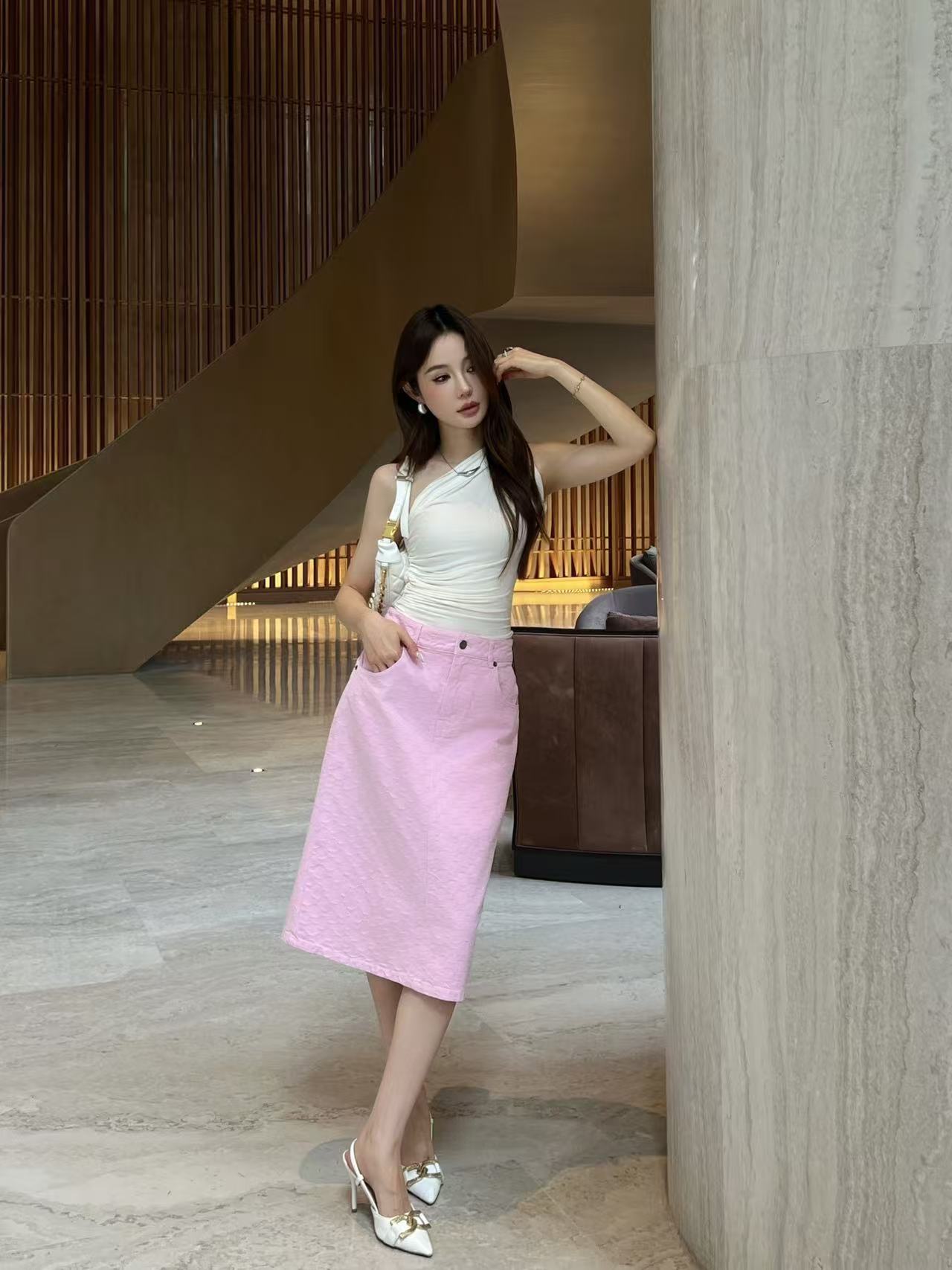 GUCC1 高品質ジャカードデニムスカート【50％割引+送料無料】