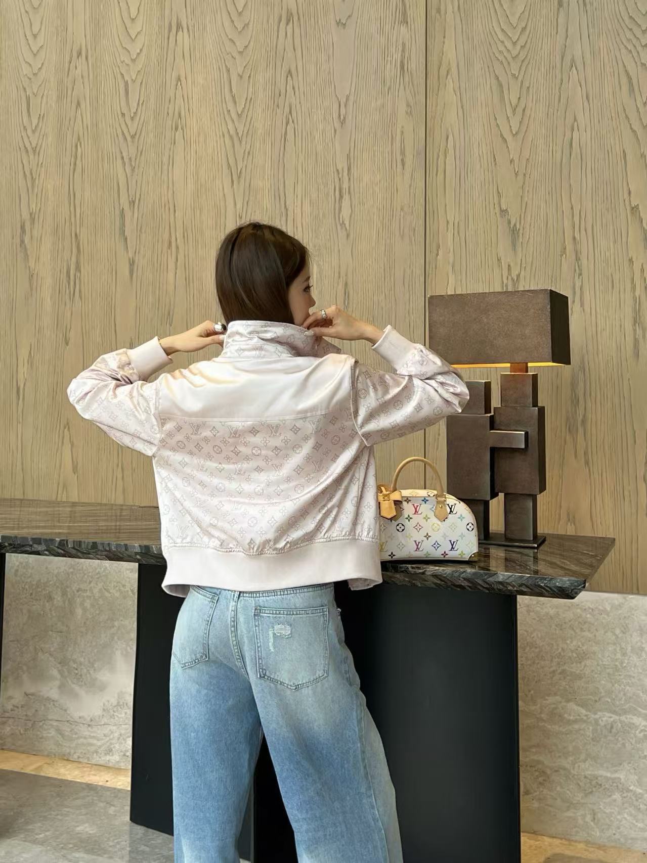 LV 高品質プリント ジップアップ襟付きジャケット【50％割引+送料無料】