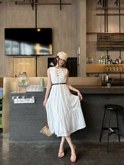 LV 高品質プリント ノースリーブワンピース【50％割引+送料無料】