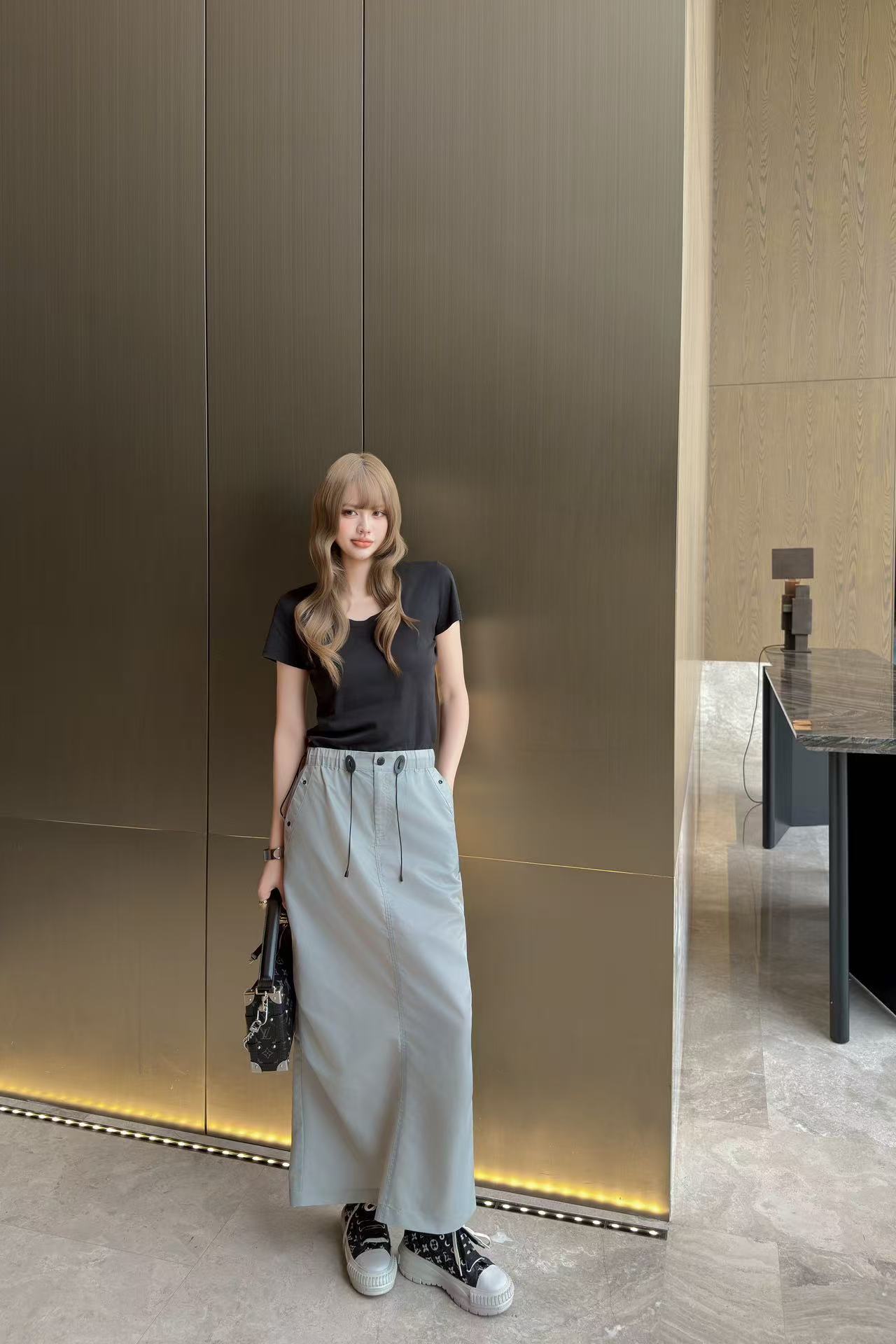 LV 上質なウエストゴムスカート【50％割引+送料無料】