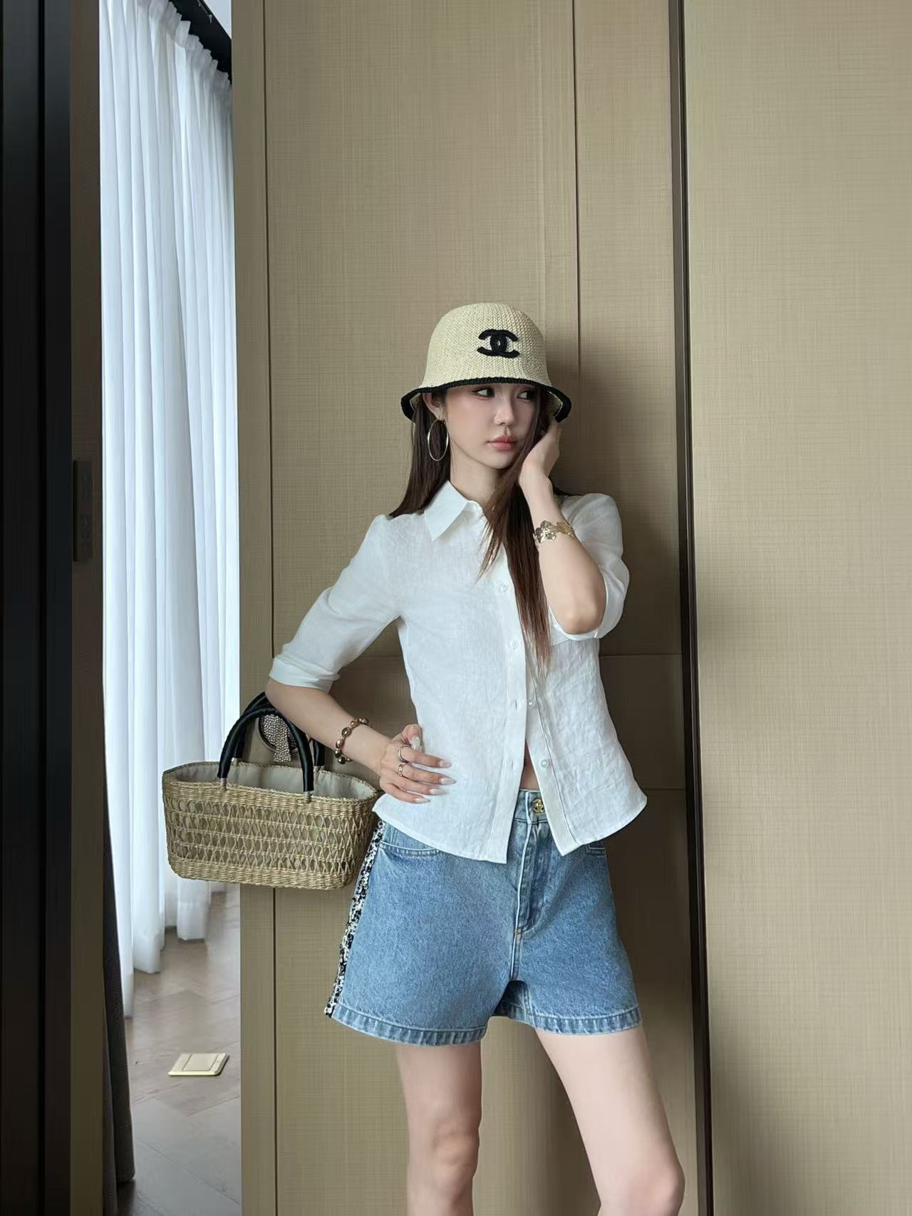 CHANE1 高品質ダブルCデニムショーツ【50％割引+送料無料】