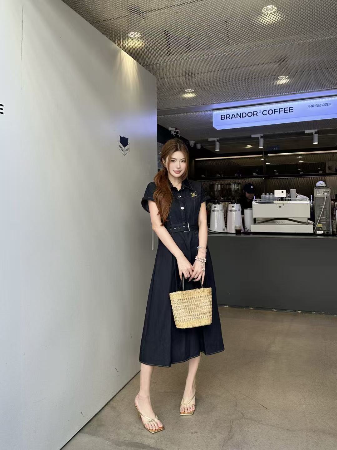 LV刺繍ロゴ デニムワンピース【50％割引+送料無料】