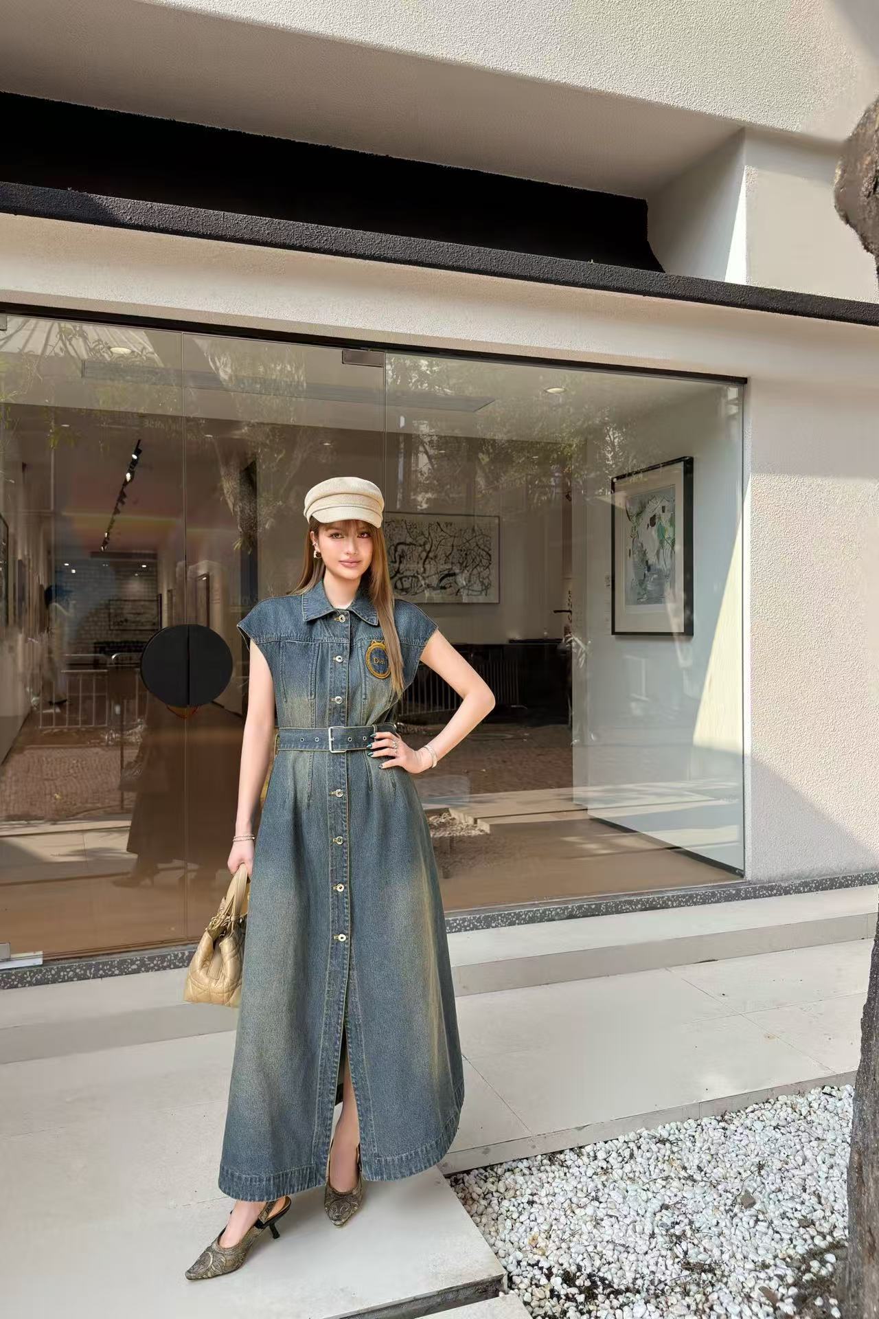 DIOR 刺繍入りレター デニムドレス【50％割引+送料無料】