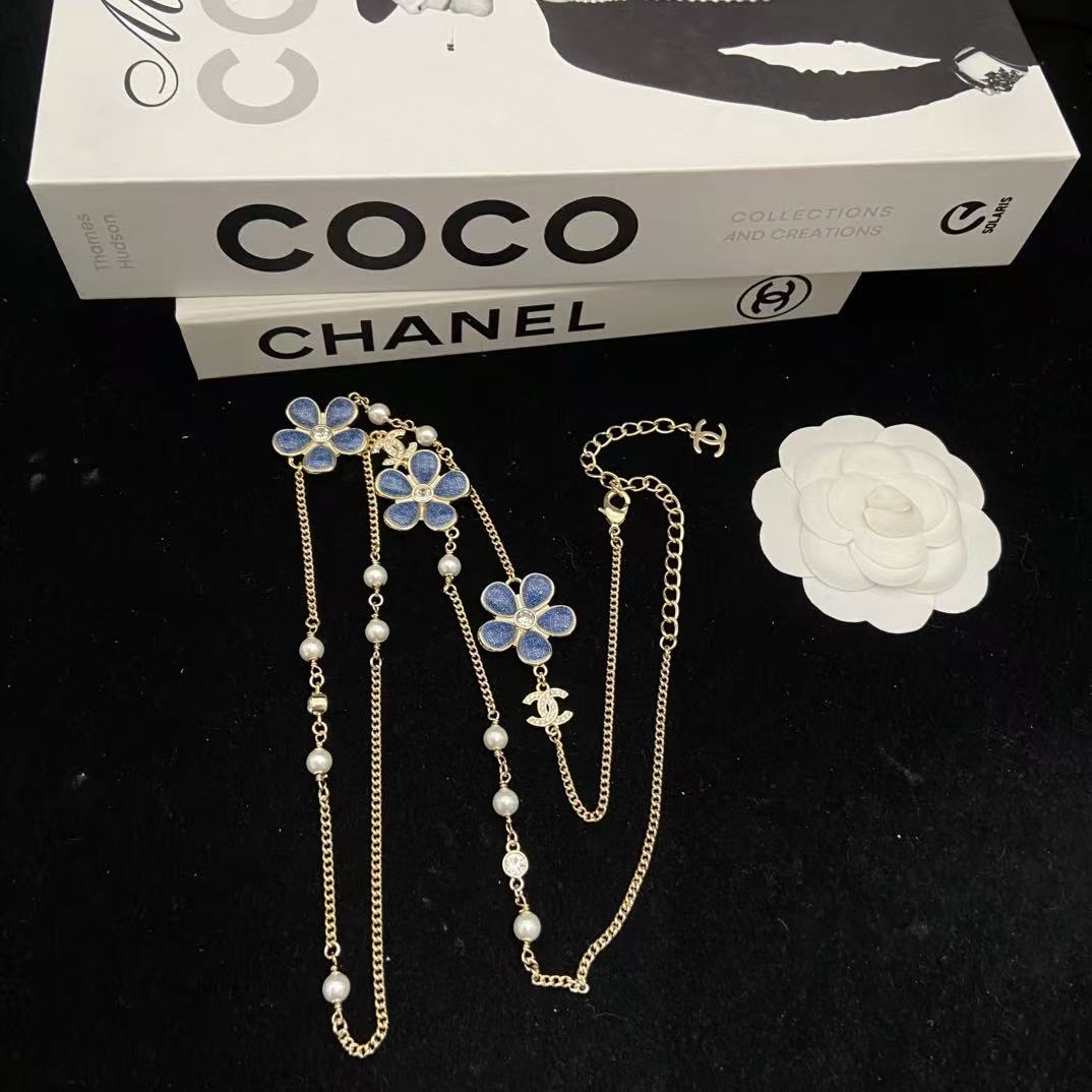 CHANE1 ブルーフラワーパールネックレス【50％割引+送料無料】