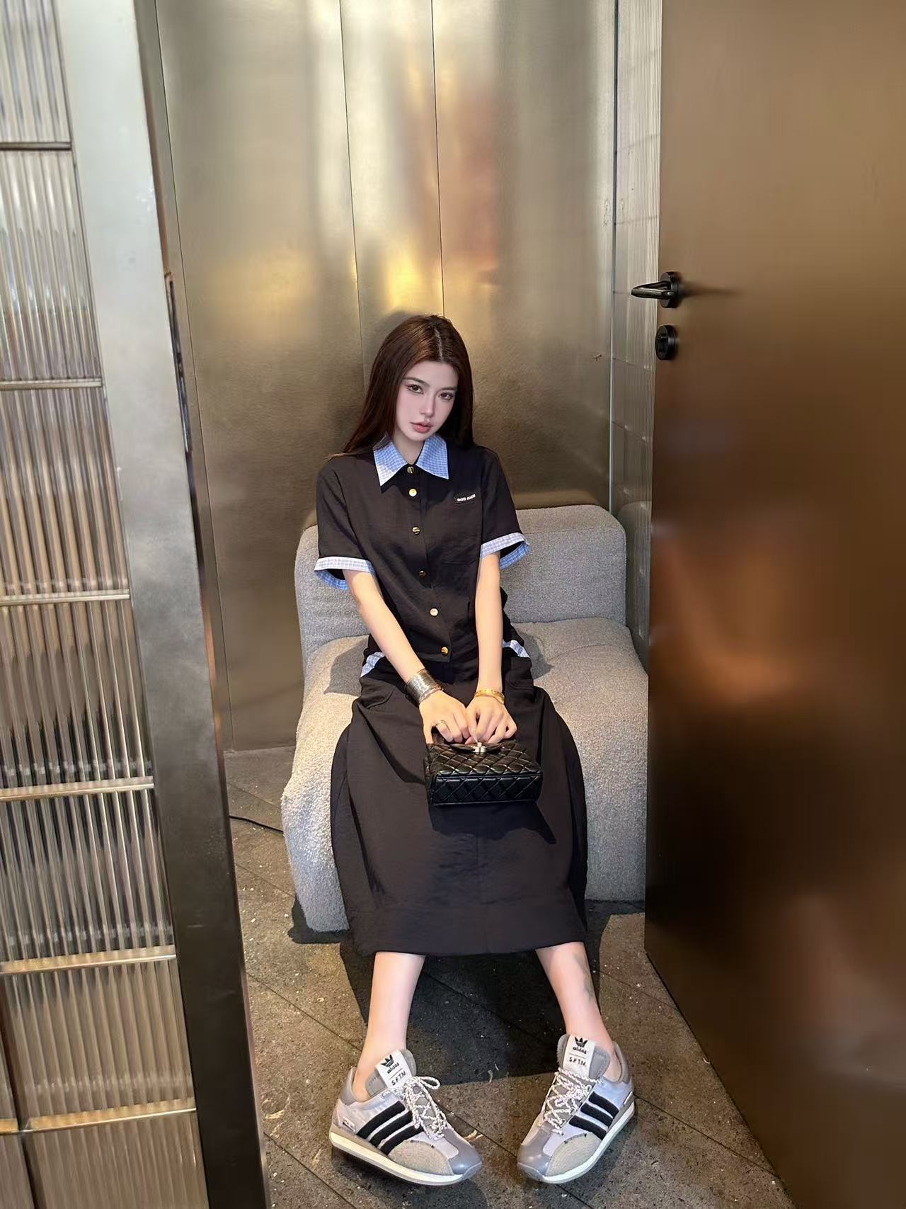 M1UM1U ボタンダウンシャツ＆スカート 2点セット【50％割引+送料無料】