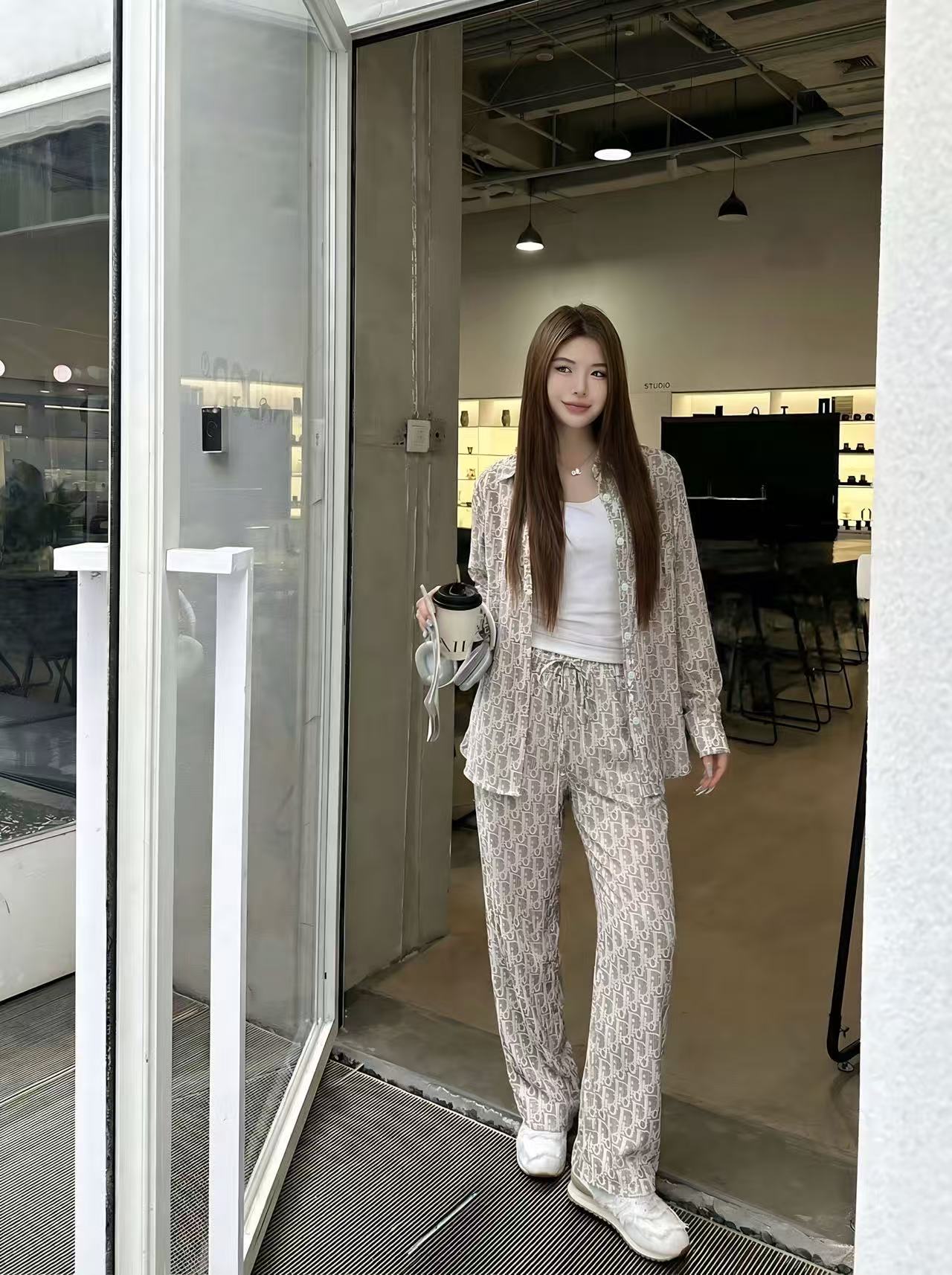 DIOR プリントシャツ＆トラウザーズ 2ピースセット【50％割引+送料無料】