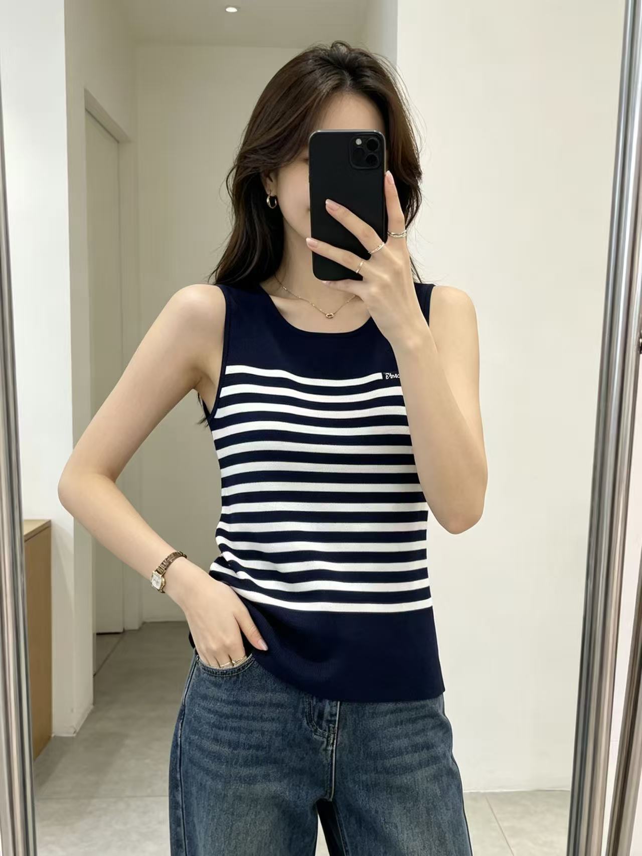 DIOR ストライプ レタリング ウールベスト【50％割引+送料無料】