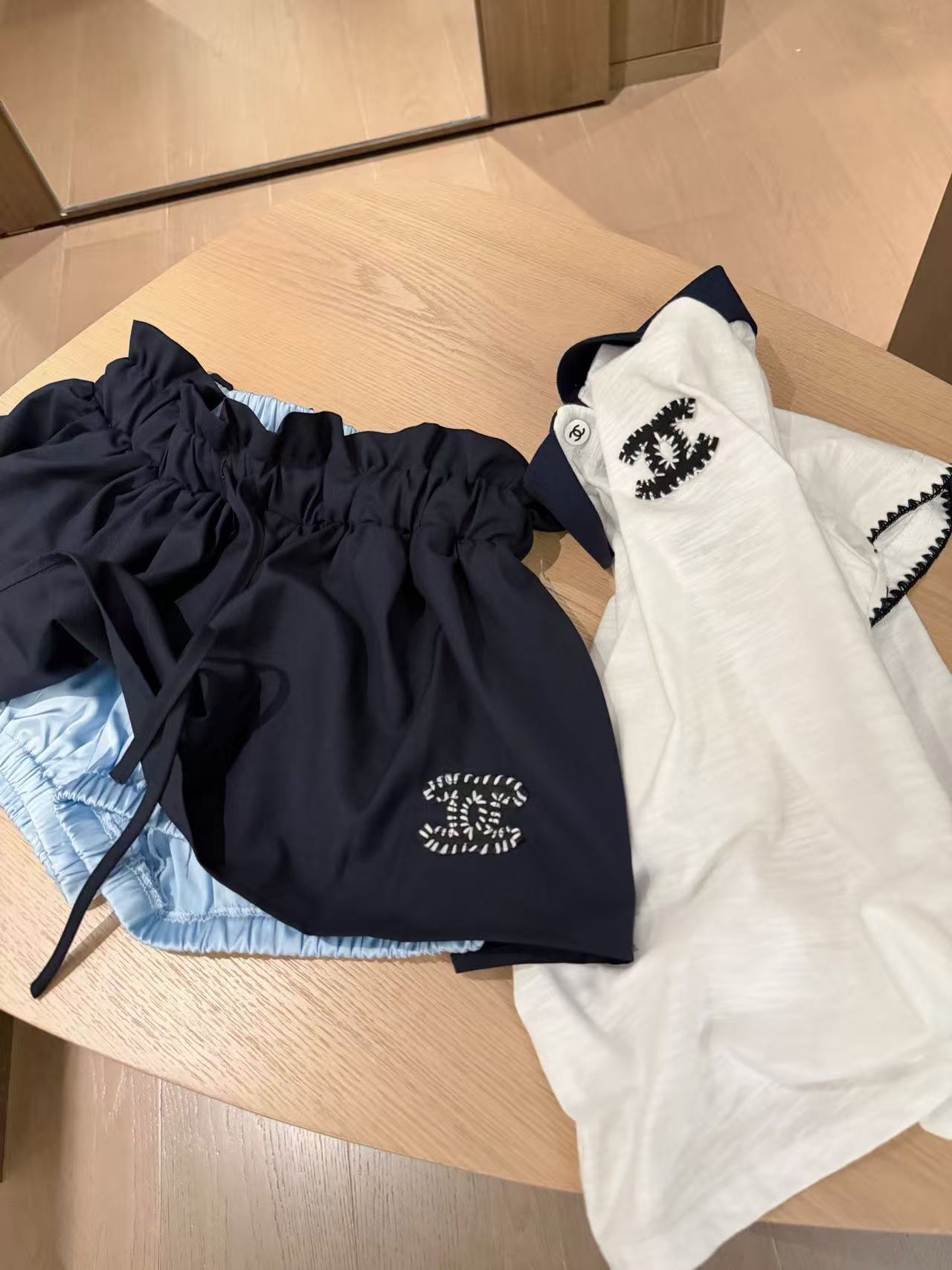 CHANE1 ダブルCシャツ＋ショーツ ツーピースセット【50％割引+送料無料】