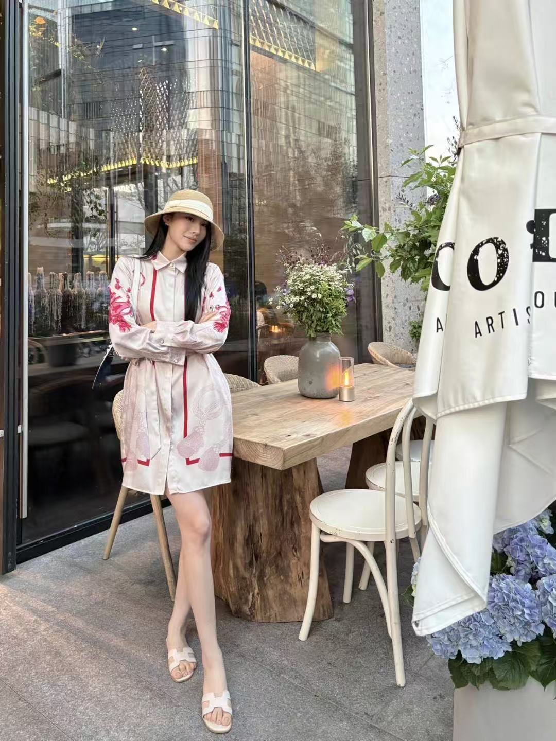 HERME5シルクプリントドレス【50％割引+送料無料】