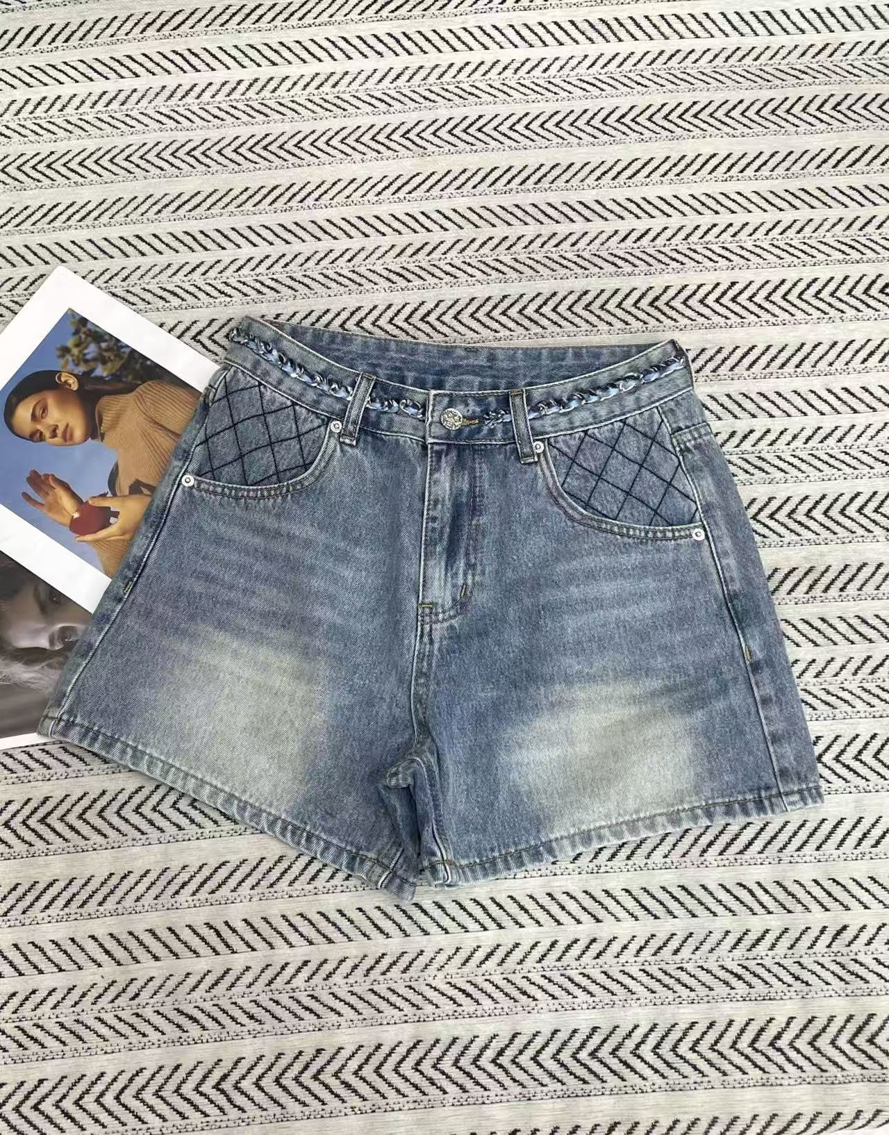 CHANE1 高品質ダブルCデニムショーツ【50％割引+送料無料】