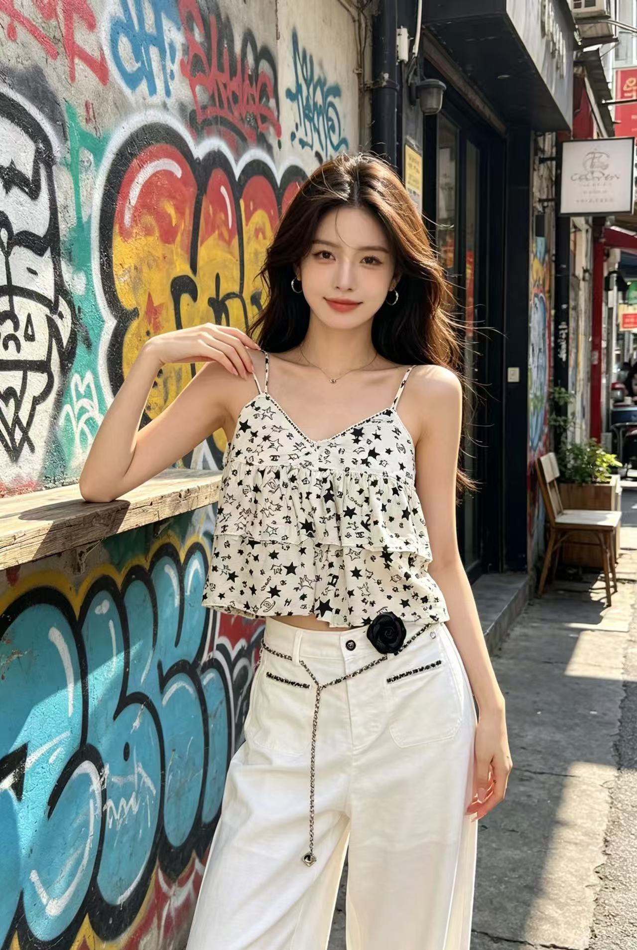 CHANE1 五芒星ダブルC ベスト＋パンツ ツーピースセット【50％割引+送料無料】