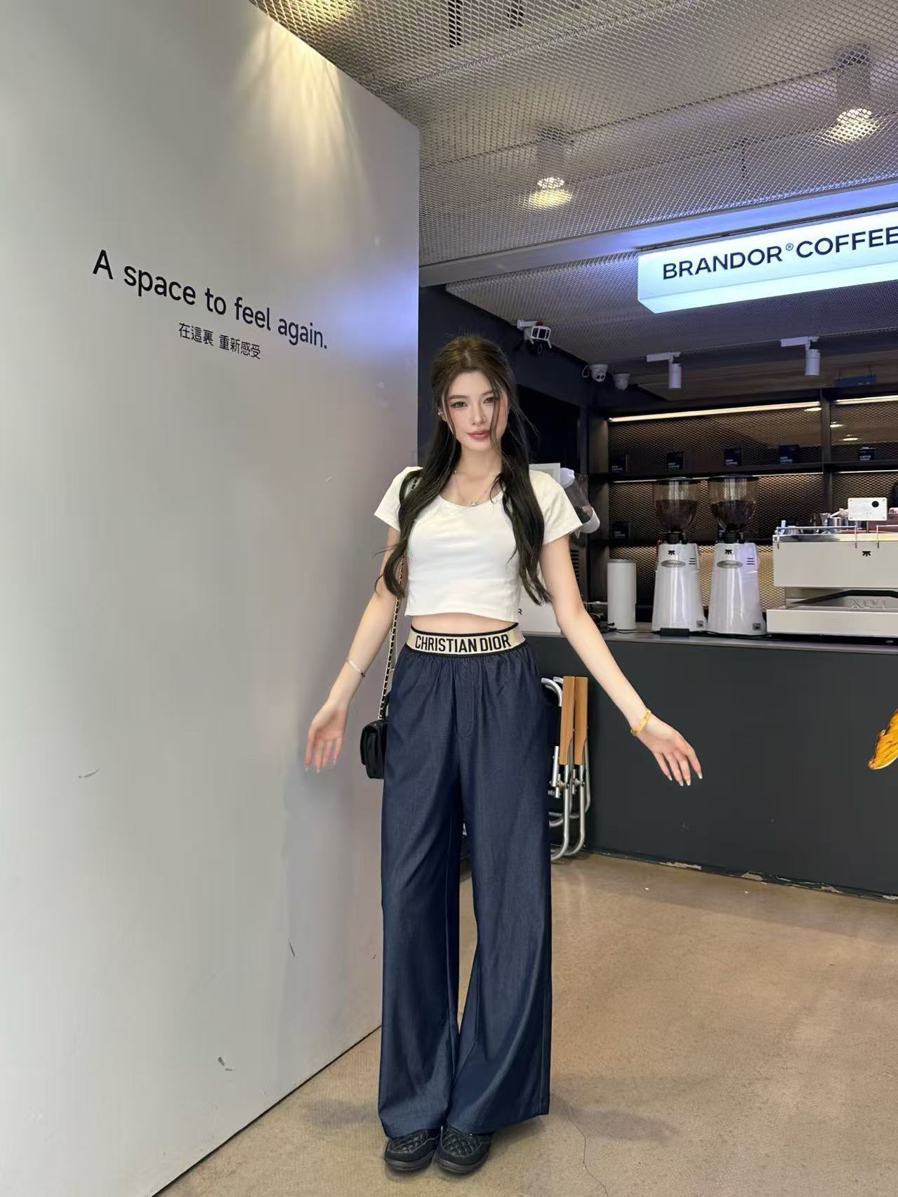 DI0Rレタープリント入りゴムウエストのカジュアルパンツ【50％割引+送料無料】