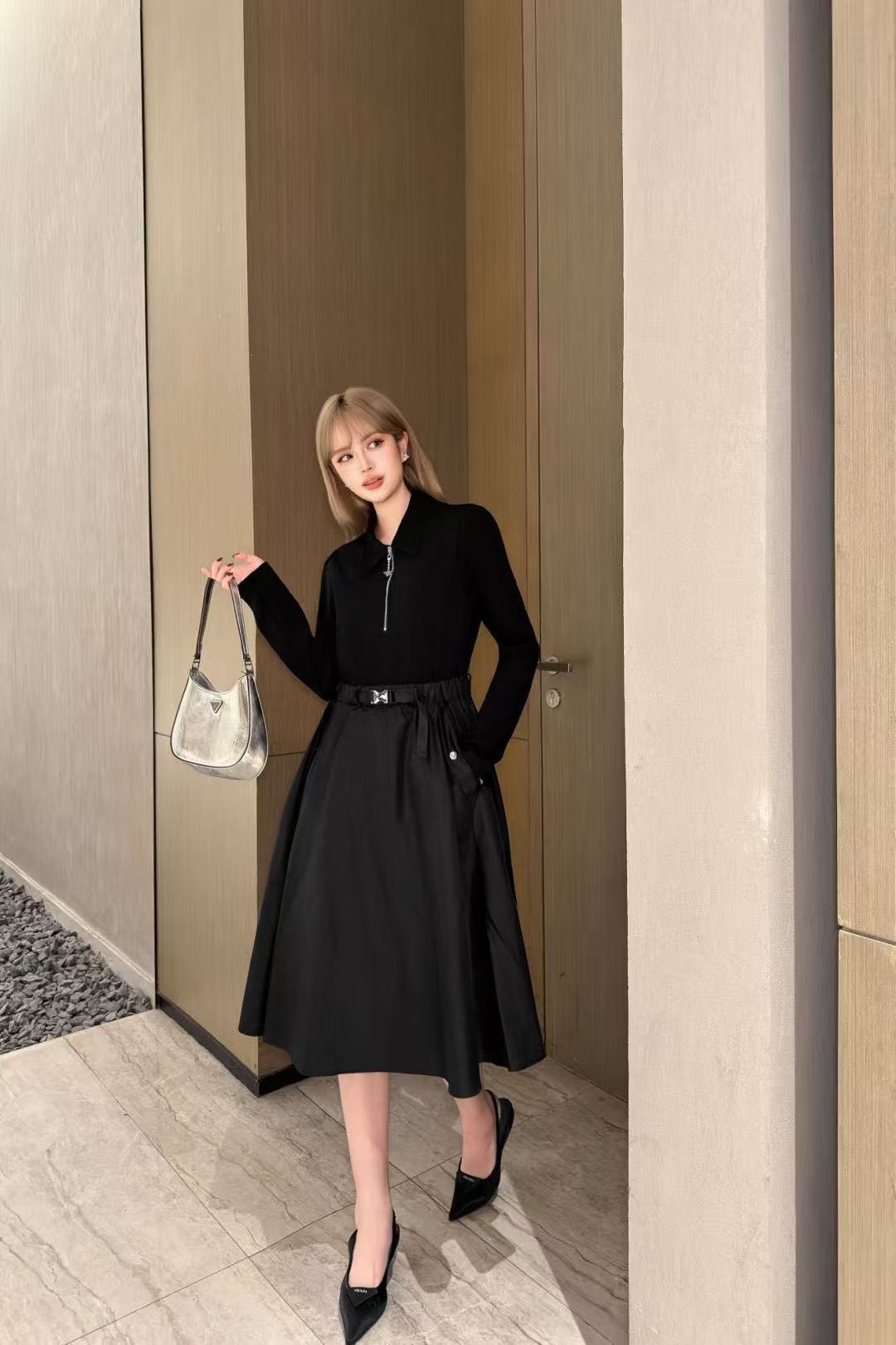 PR4DA ジッパー付き長袖ドレス【50％割引+送料無料】