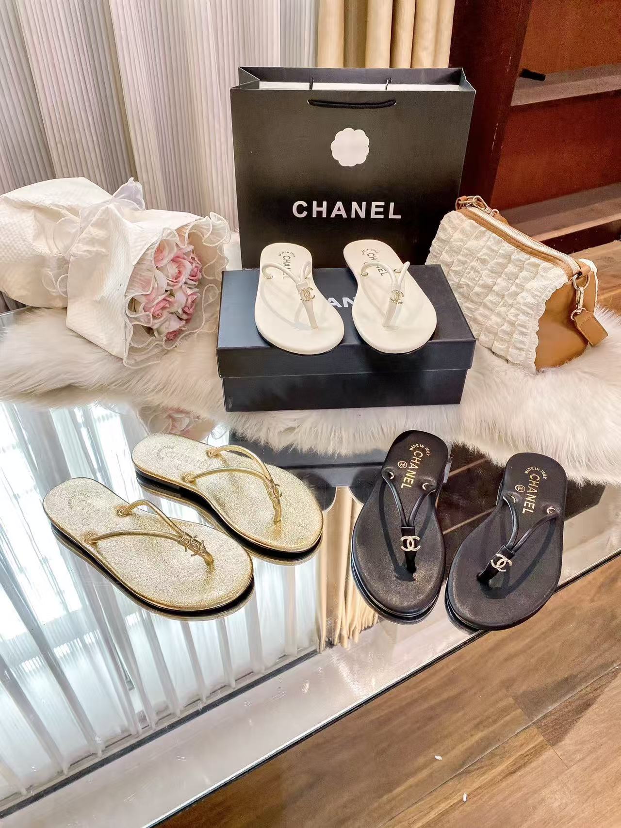 CHANE1 シンプルダブルCスリッパ【50％割引+送料無料】