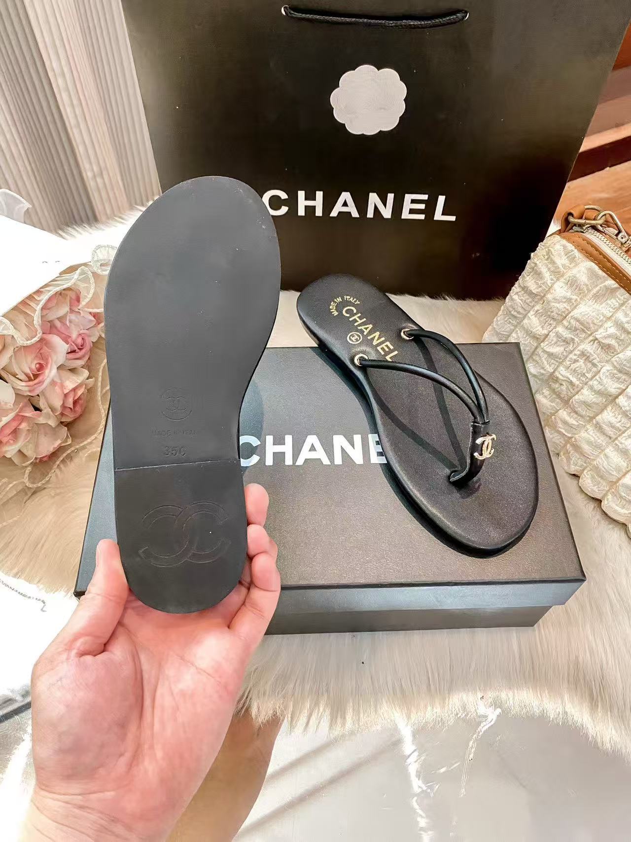 CHANE1 シンプルダブルCスリッパ【50％割引+送料無料】