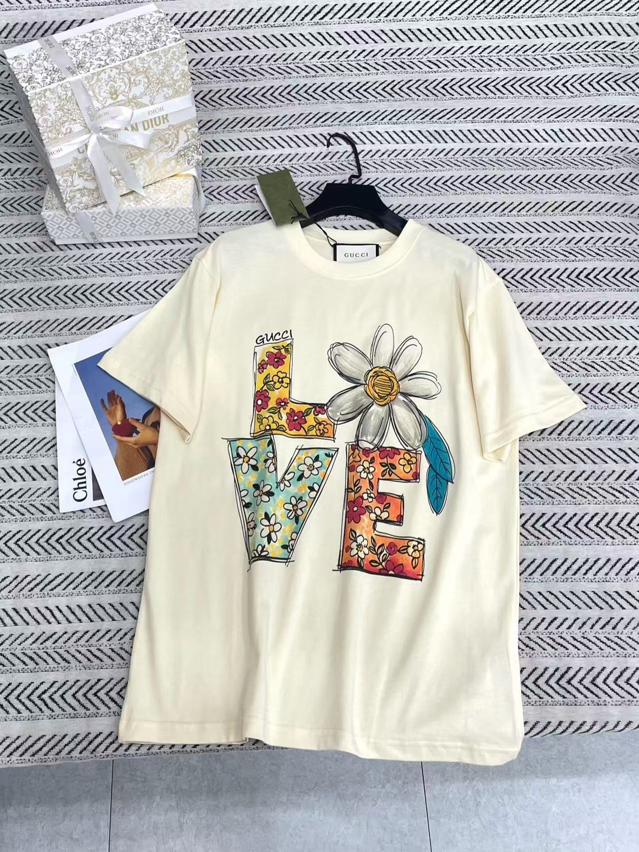 GUCC1 プリントレターTシャツ【50％割引+送料無料】