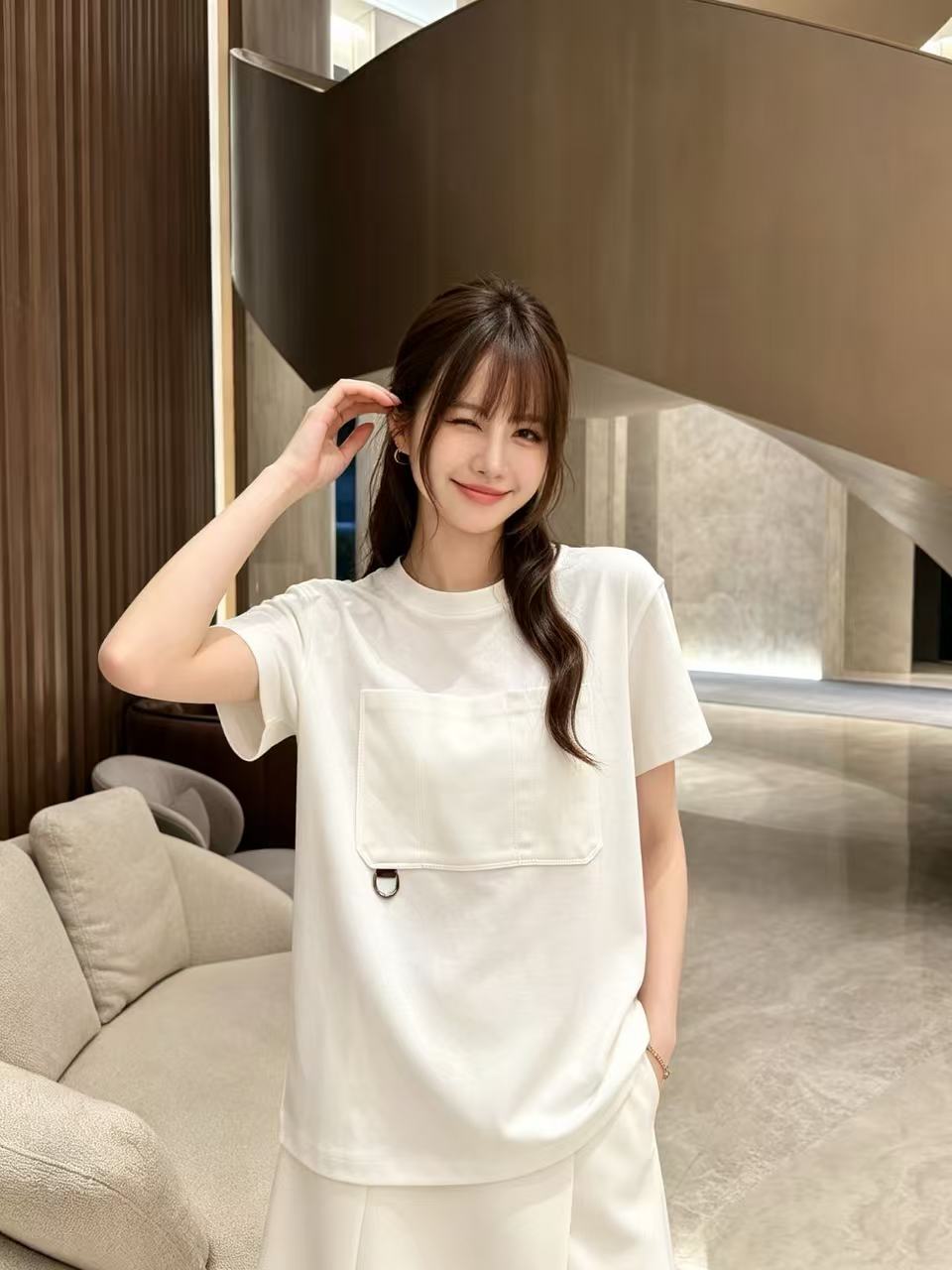 HERME5シンプルな正方形のTシャツ【50％割引+送料無料】