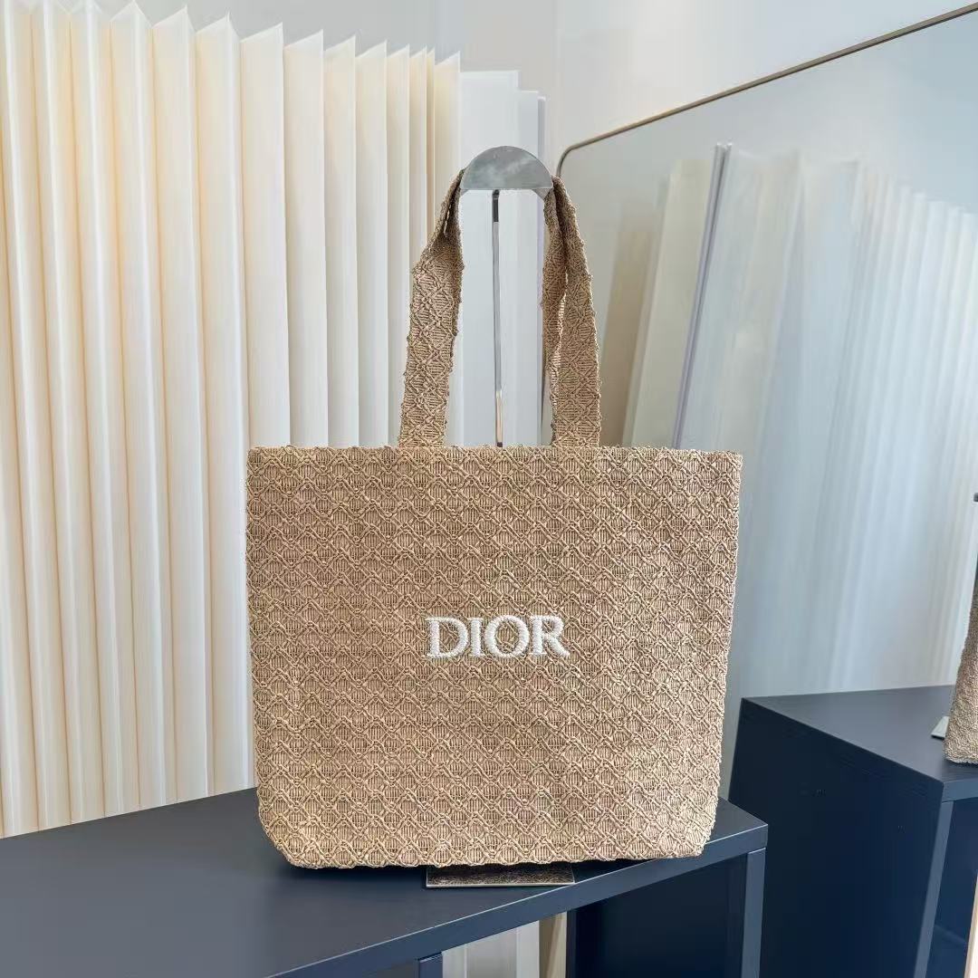 DI0Rアルファベット柄の麦わらショッピングバッグ【50％割引+送料無料】