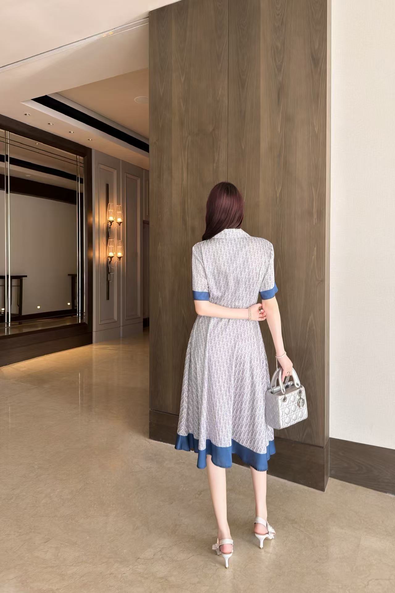 DI0Rカラーブロック・プリント・ドレス【50％割引+送料無料】