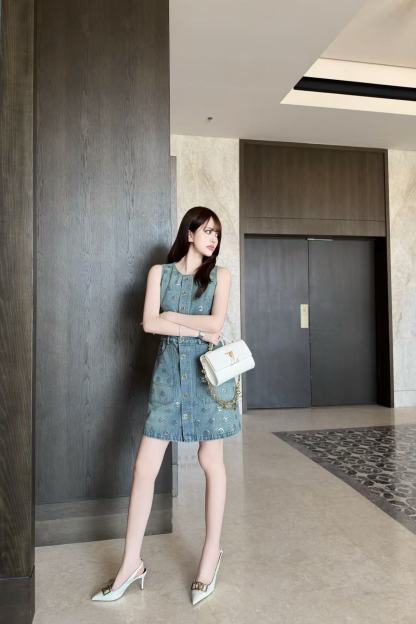LV スパンコール デニム ベストドレス【50％割引+送料無料】