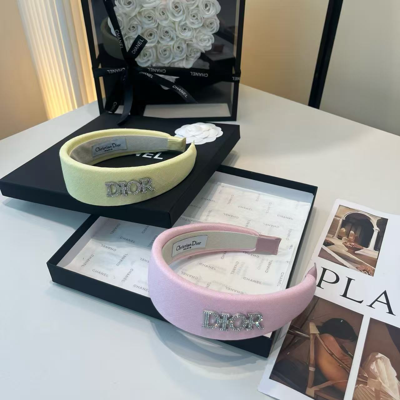 DIOR レター ダイヤモンド ヘッドバンド【50％割引+送料無料】