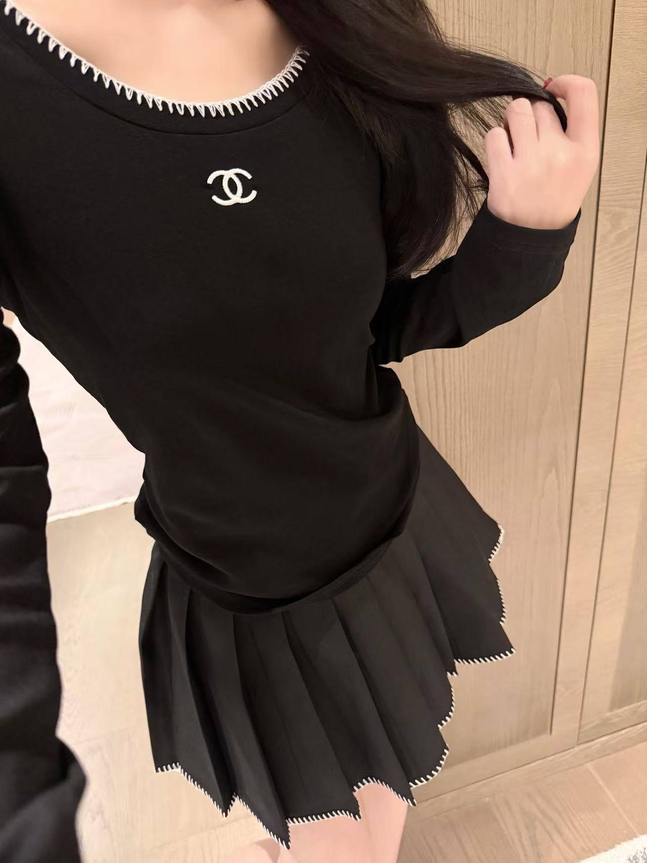 CHANE1 ダブルC Tシャツ＋スカート ツーピースセット【50％割引+送料無料】