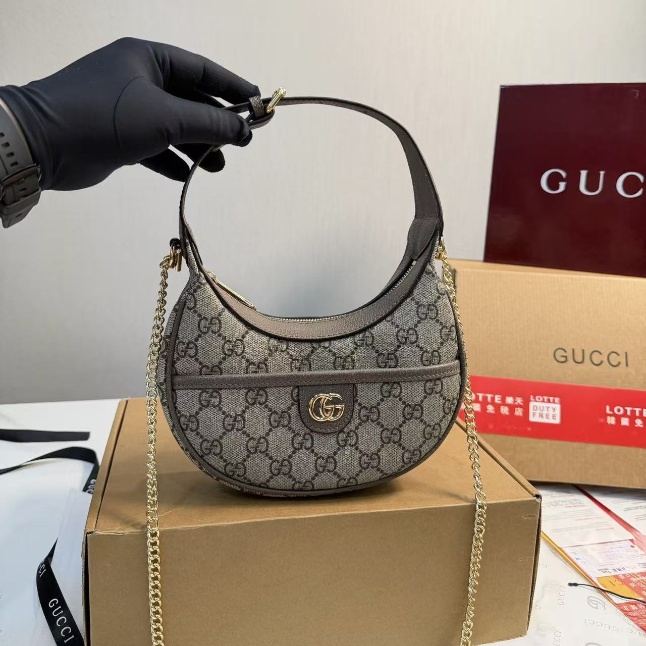 GUCCI ジャカード チェーンハンドバッグ【50％割引+送料無料】