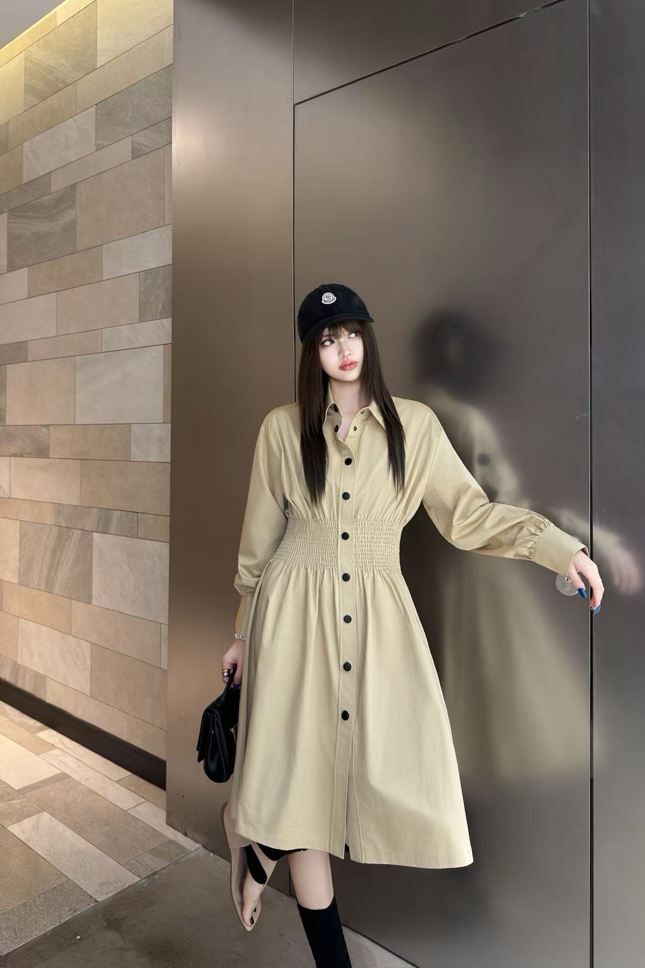 M0NECLERシンプルな長袖ワンピース【50％割引+送料無料】