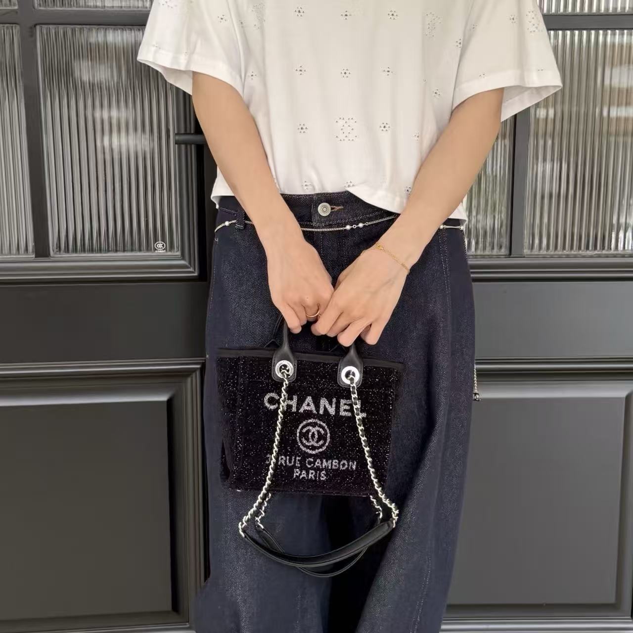 CHANE1 スパンコール刺繍トートバッグ【50％割引+送料無料】