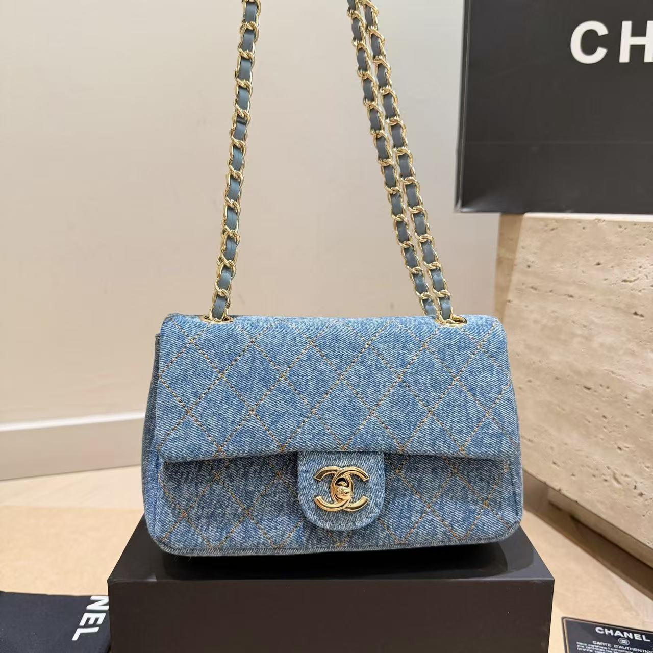CHANE1 チェーンデニムバッグ【50％割引+送料無料】
