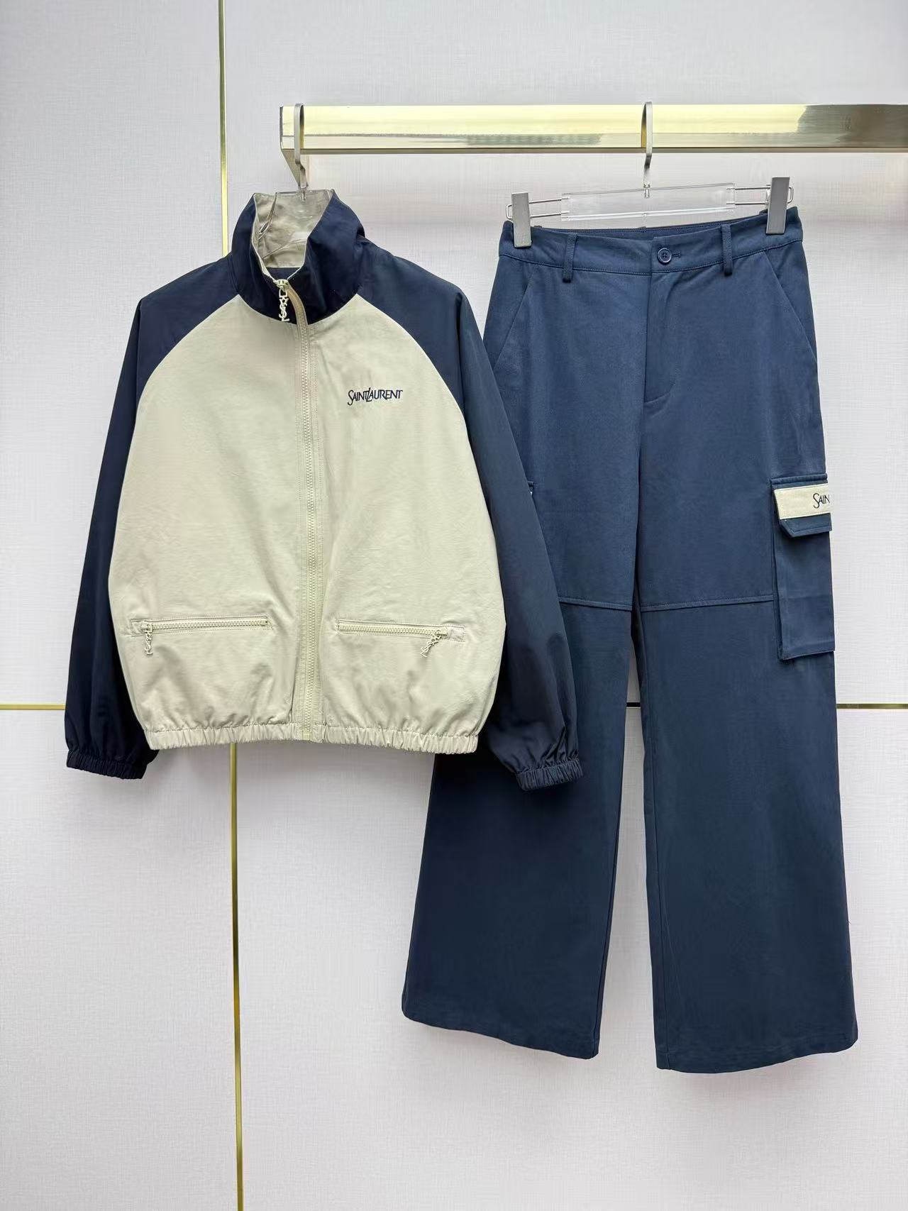 YSLのミニマルなジャケットとパンツのツーピースセット【50％割引+送料無料】