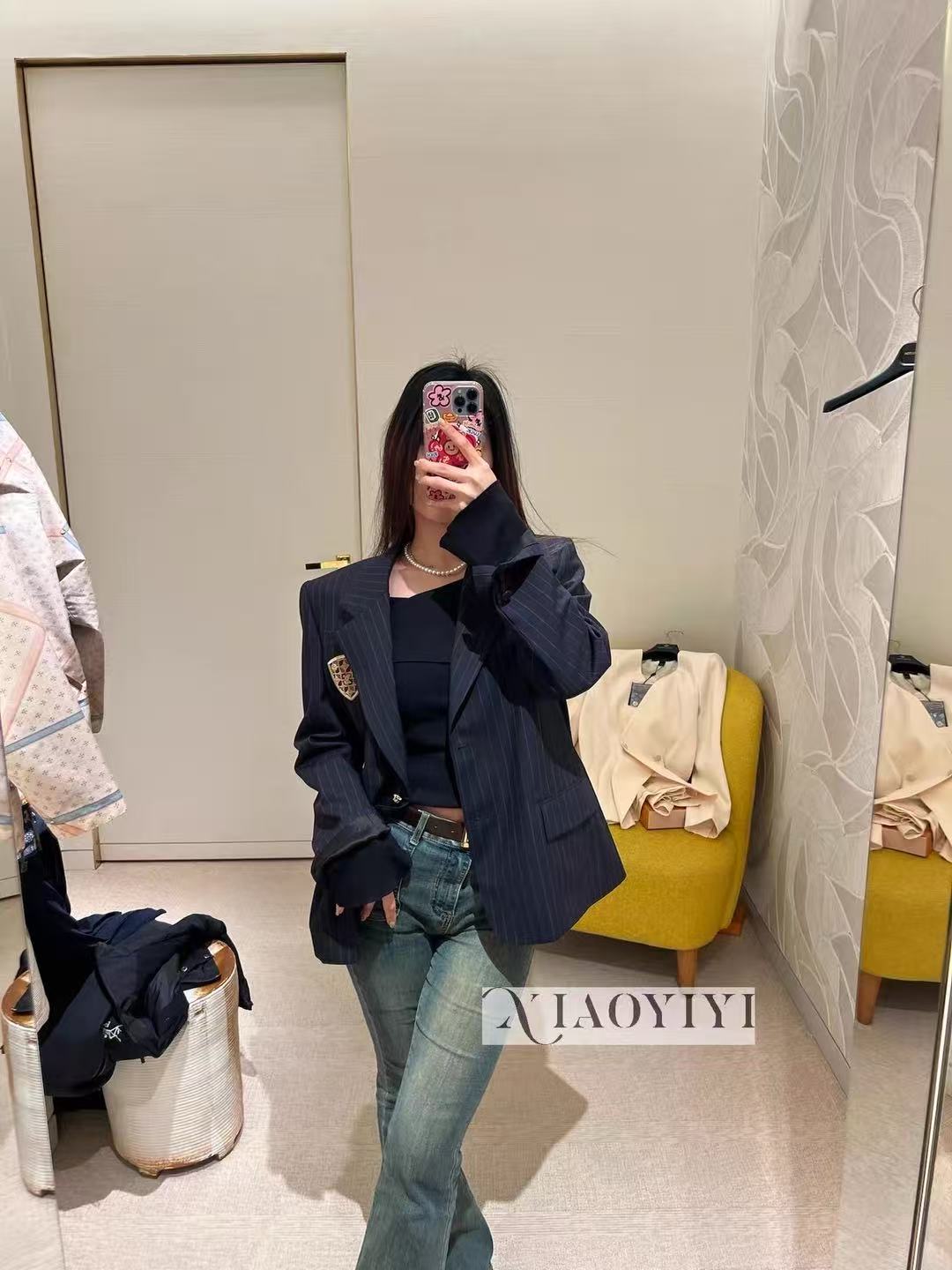 LV ストライプ柄スーツジャケット【50％割引+送料無料】