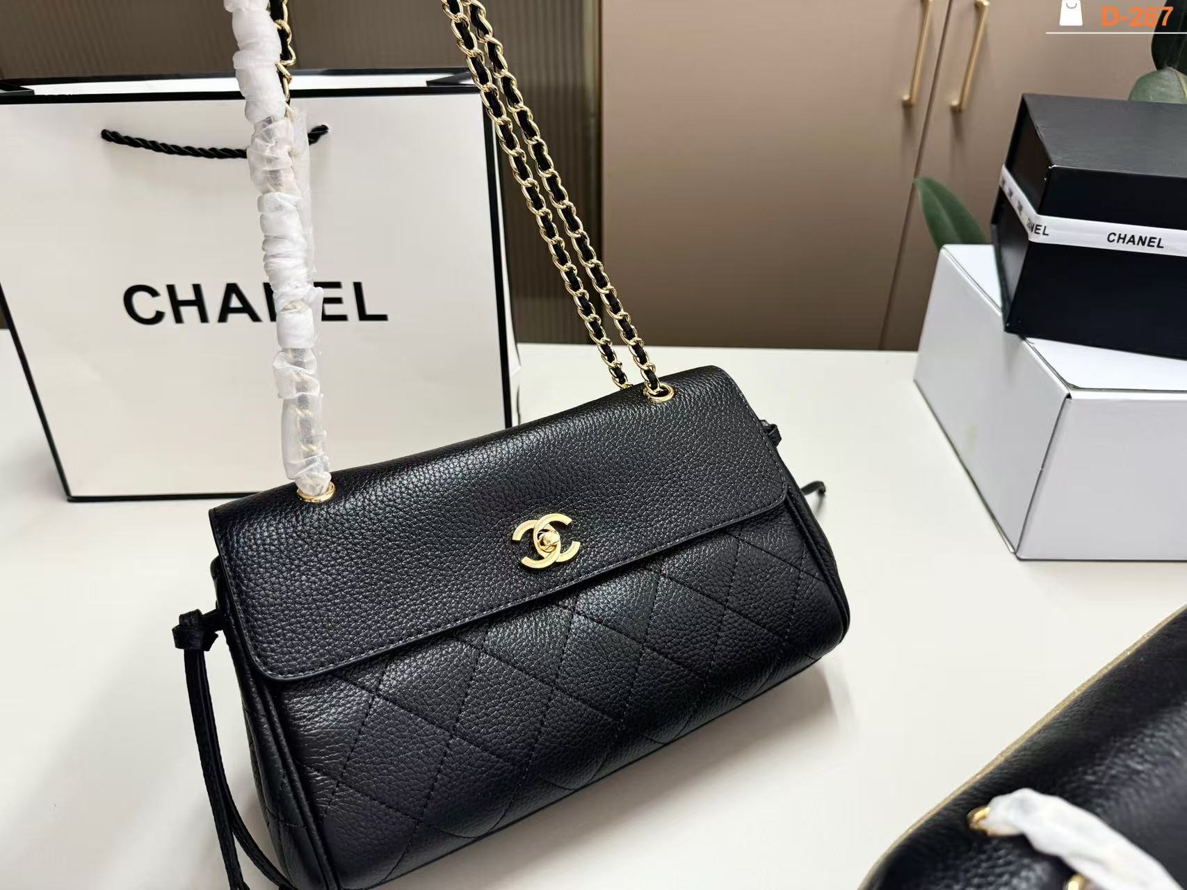 CHANE1 カラーブロック ディアスキン チェーンショルダーバッグ【50％割引+送料無料】