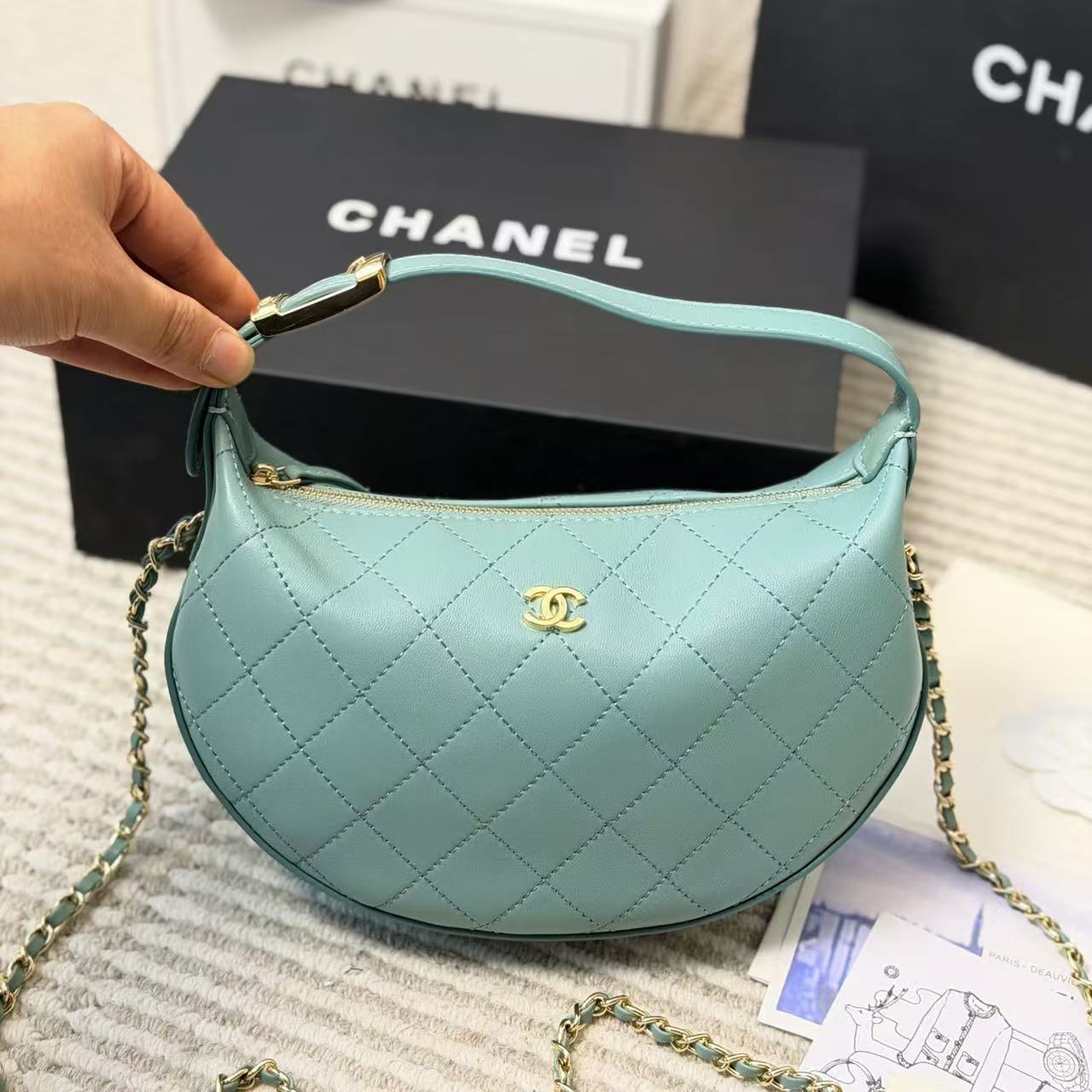 CHANE1 ダブルCチェーンクレセントバッグ【50％割引+送料無料】