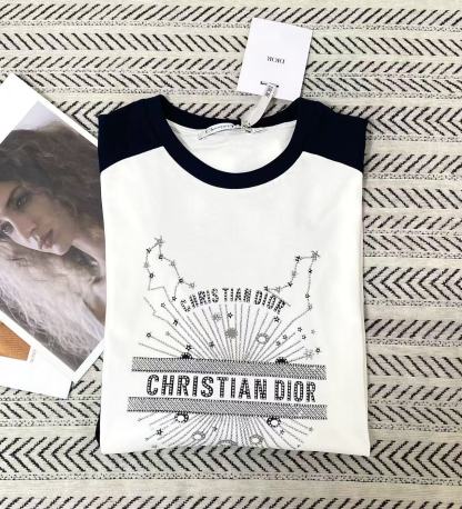 DI0Rカラーブロック・レタープリント長袖Tシャツ【50％割引+送料無料】