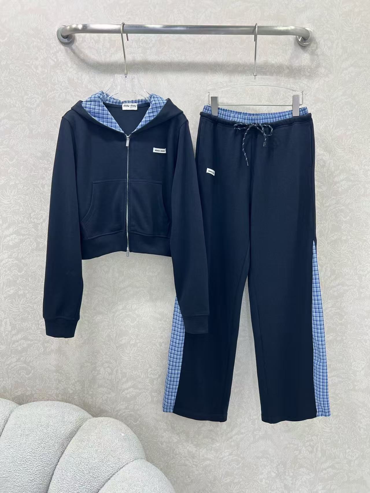 M1UM1U カラーブロック フード付きジャケット＋パンツ ツーピースセット【50％割引+送料無料】