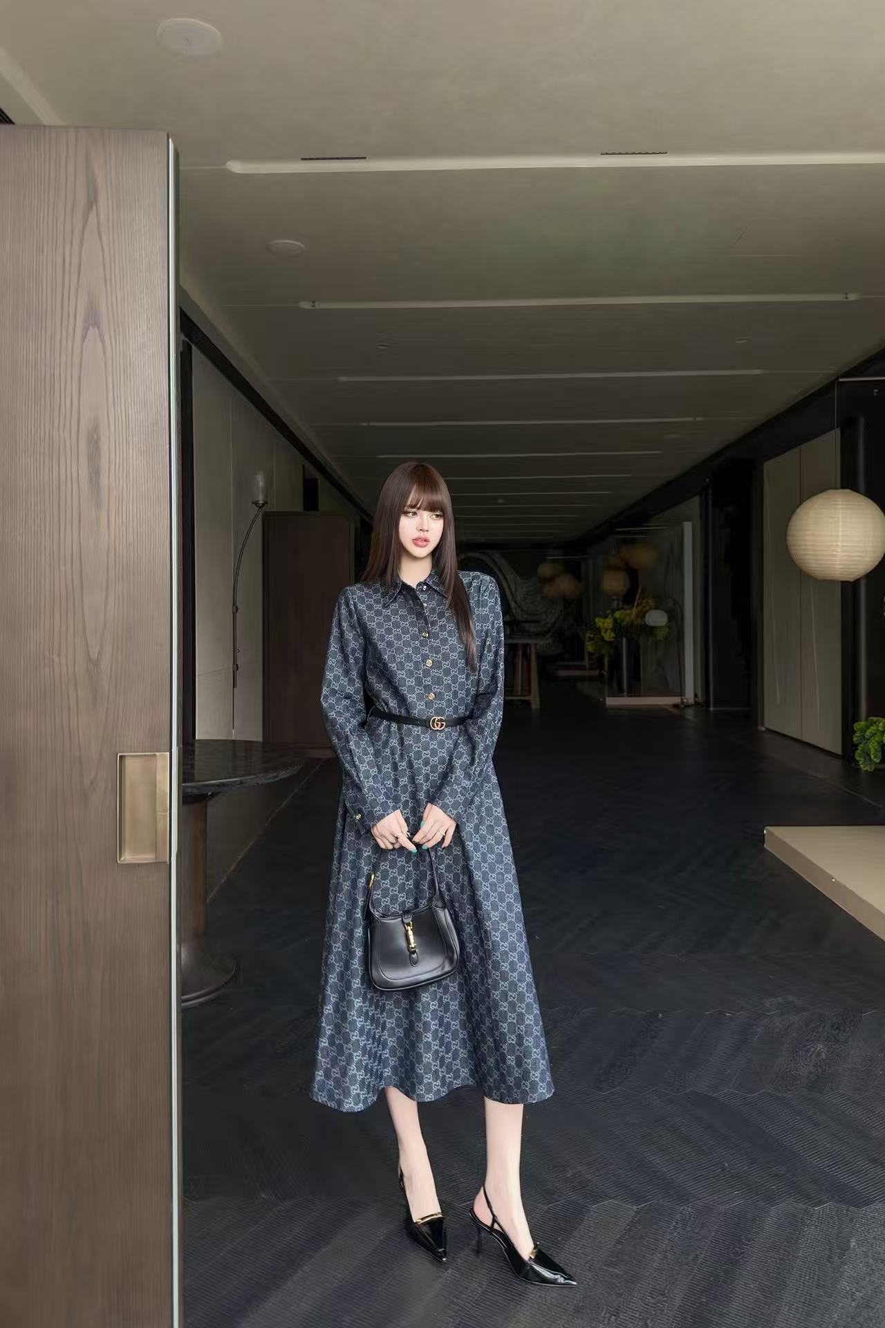 GUCCI ジャカード長袖ワンピース【50％割引+送料無料】