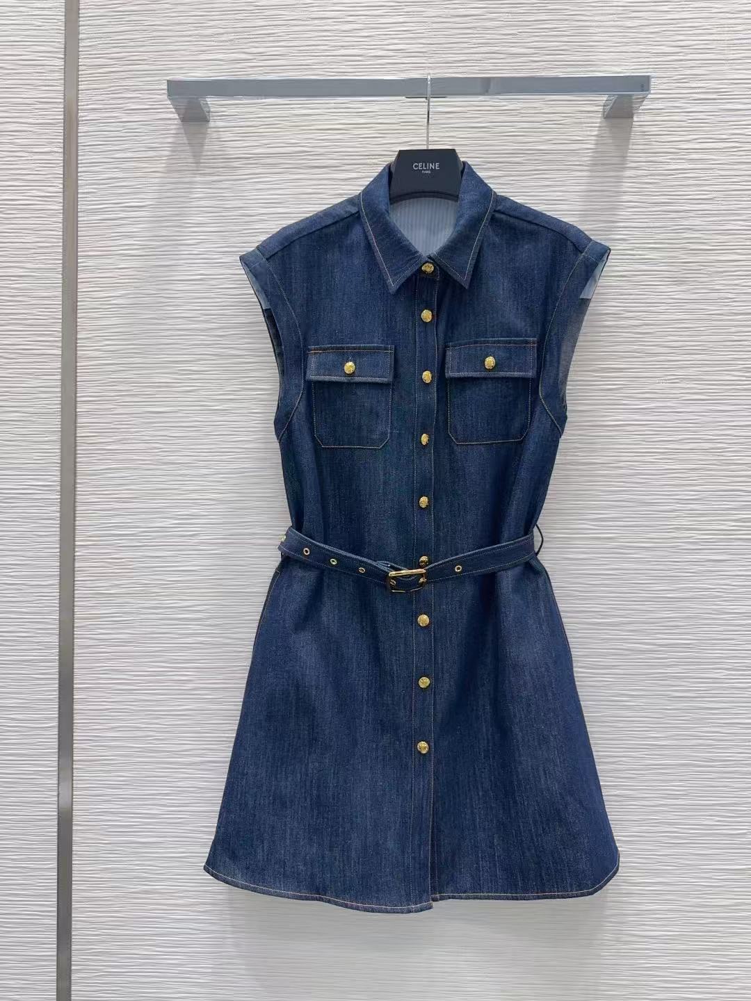 CELINE メタルボタン デニムワンピース【50％割引+送料無料】