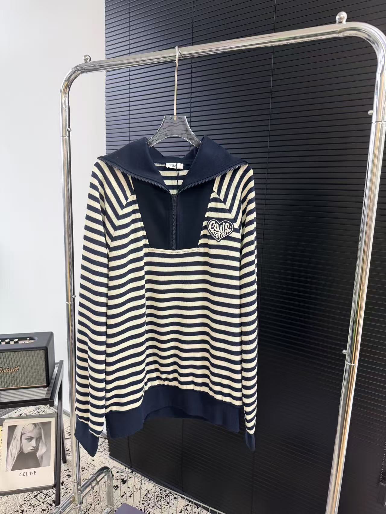CELINE ストライプ柄襟付きトップス【50％割引+送料無料】